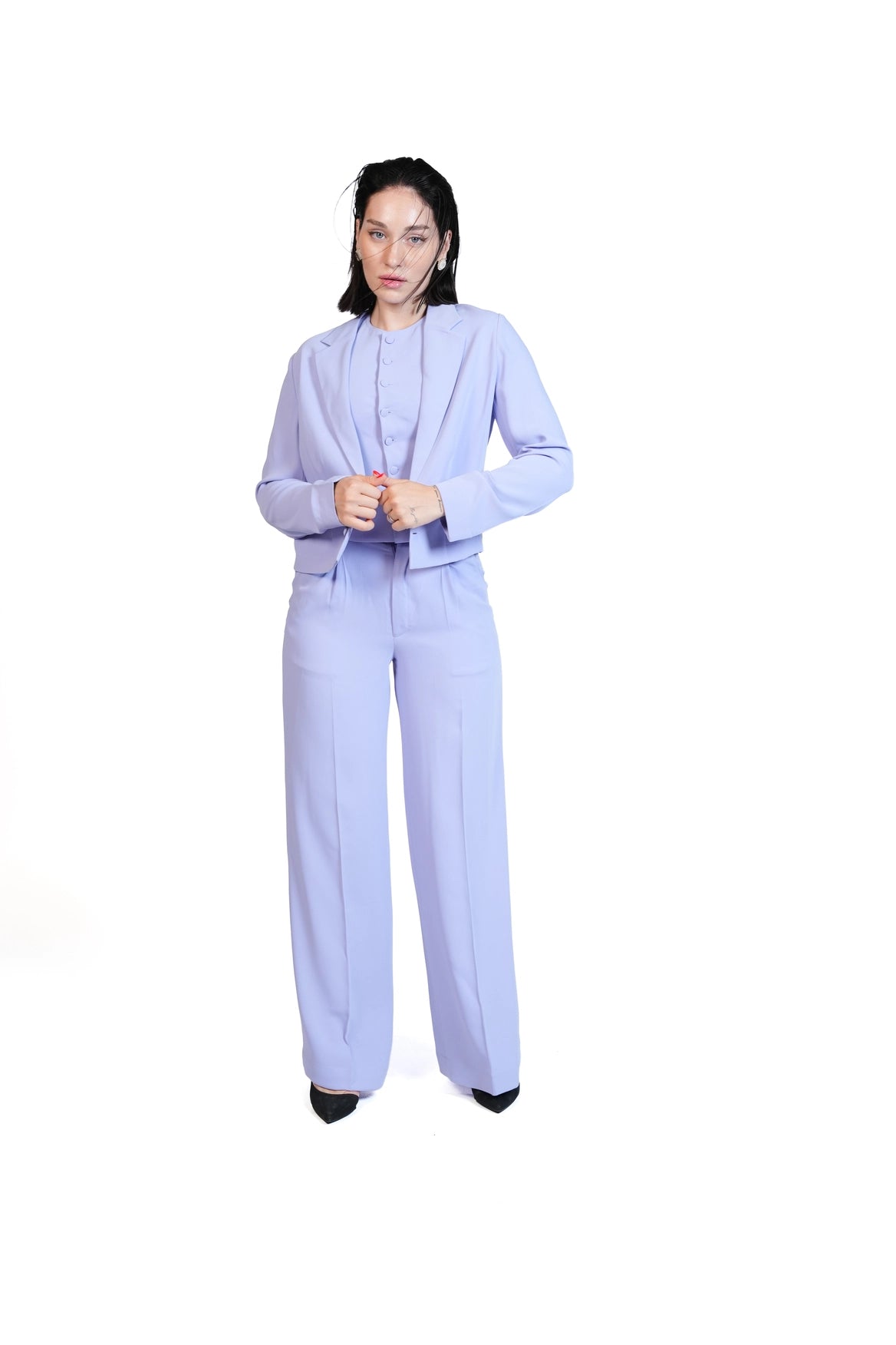 First Impression - Cropped Blazer 3-Piece Tailored Set