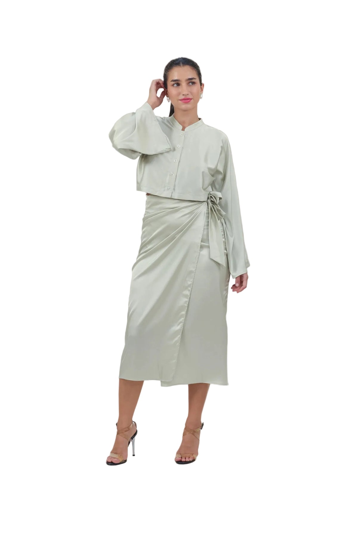 She's the Moment - Women's Silk Wrap Skirt Set