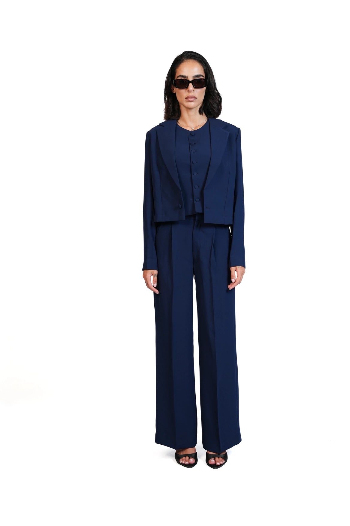 First Impression - Cropped Blazer 3-Piece Tailored Set