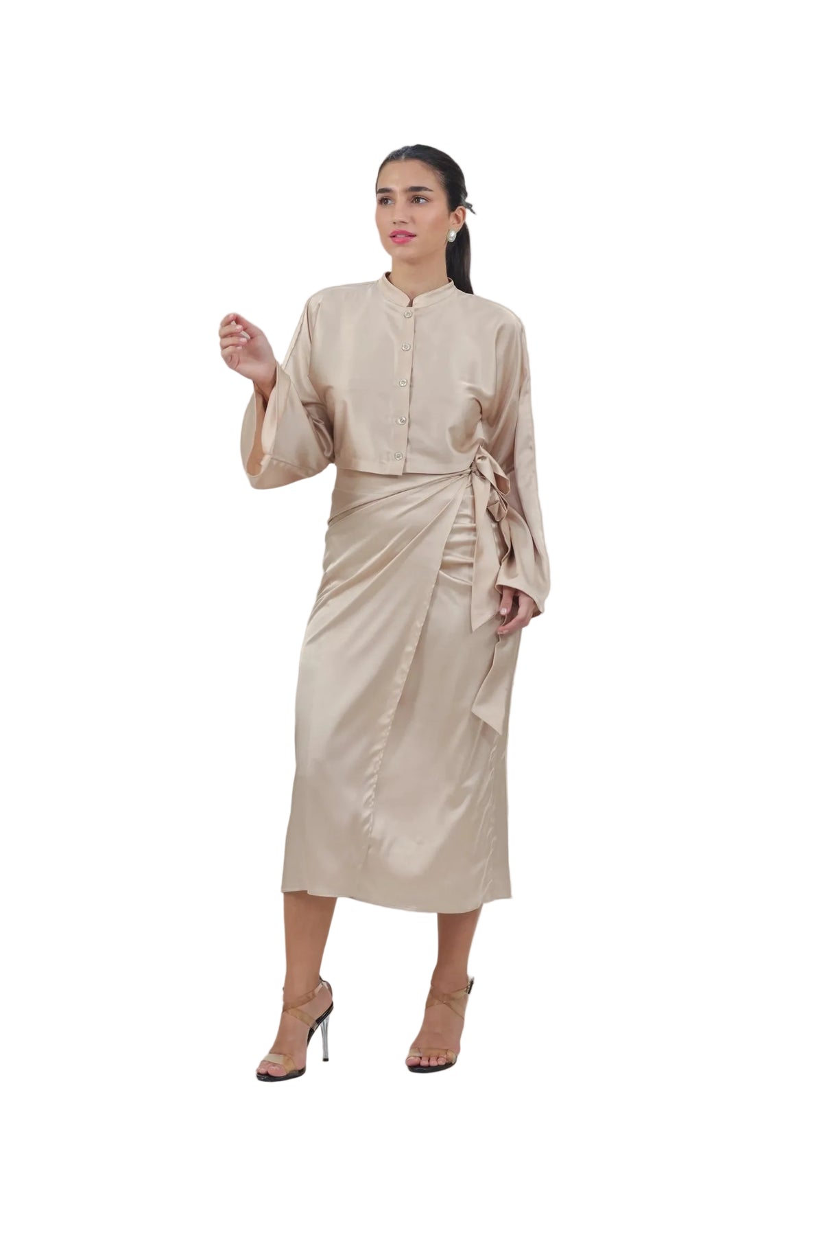She's the Moment - Women's Silk Wrap Skirt Set