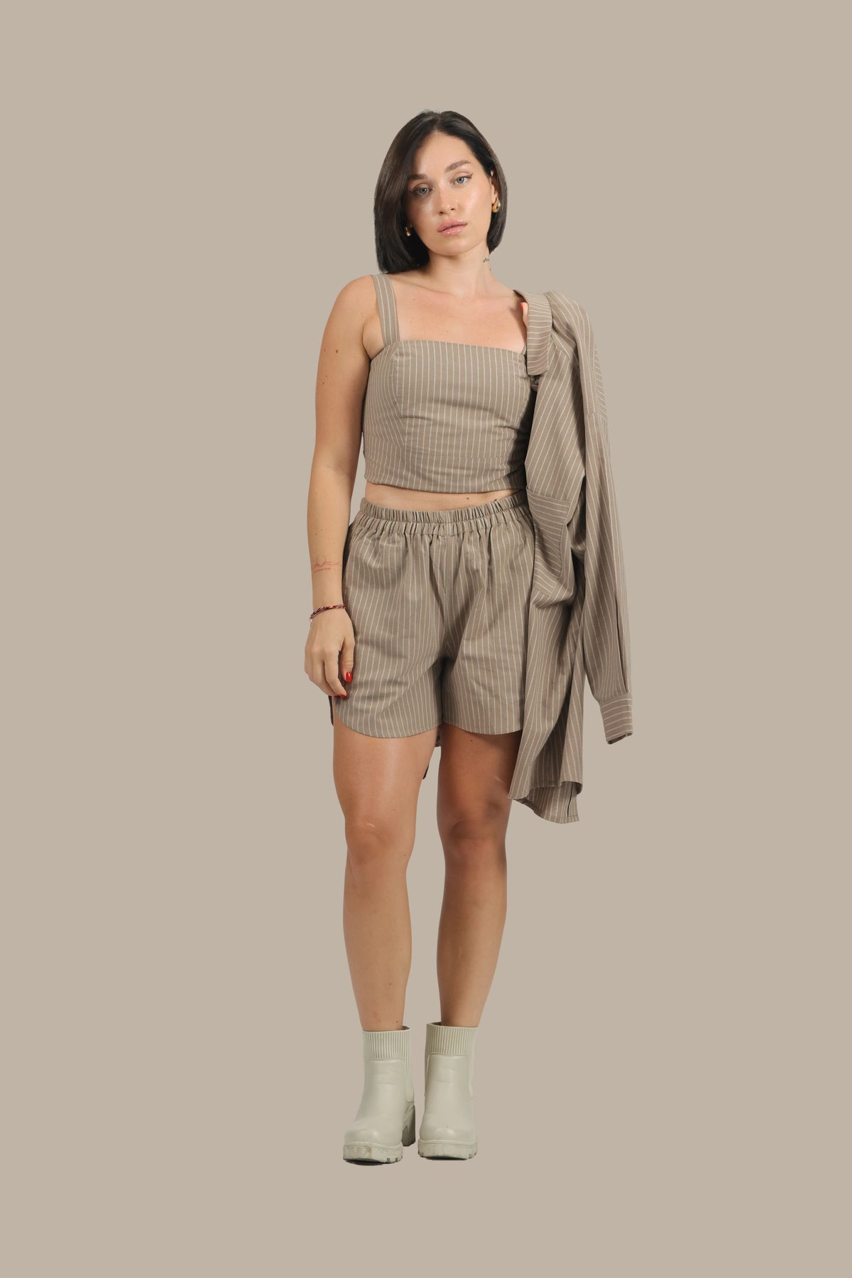 Stripe Show - Women's Striped Linen 3-Piece Set