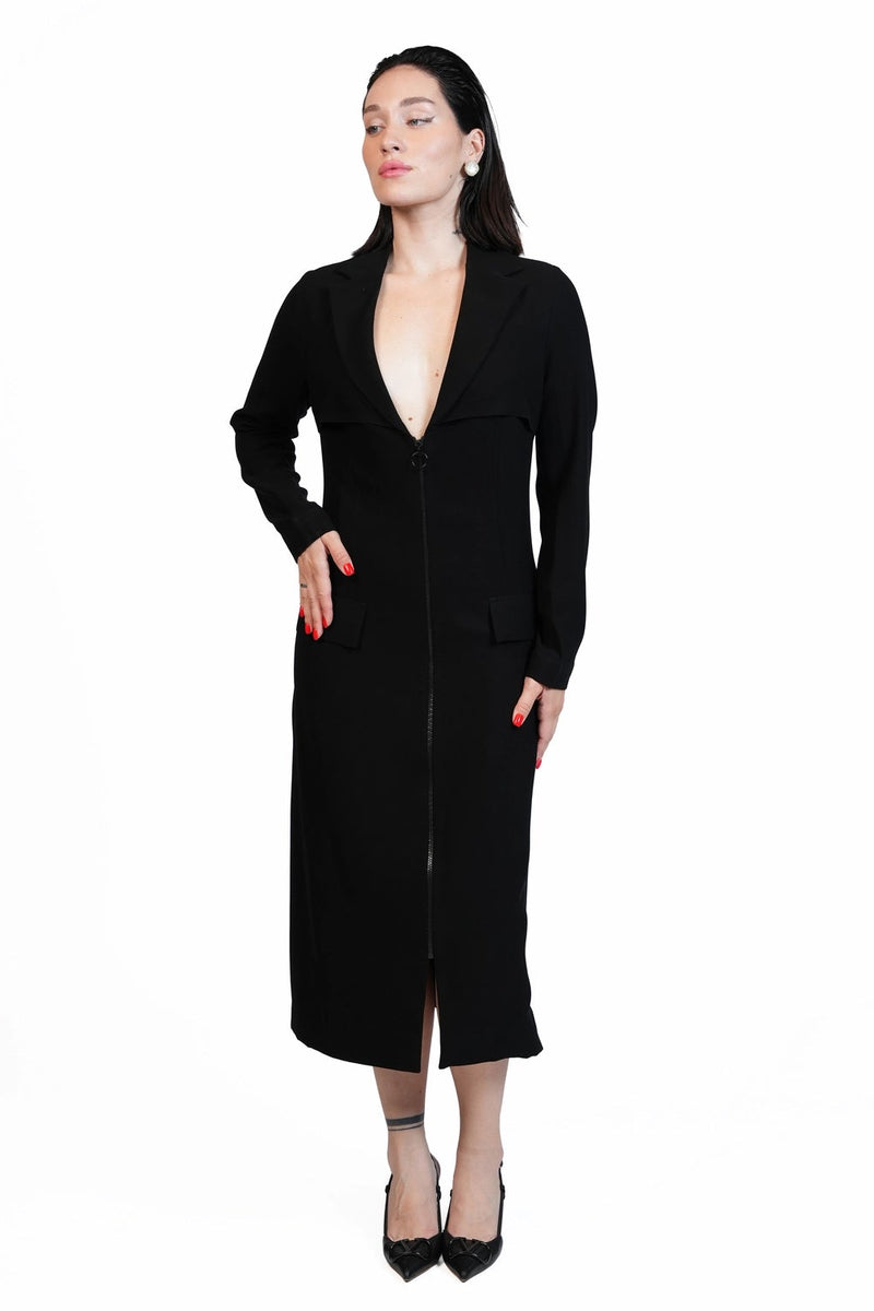 Around Town - Tailored Lapel Zip-Front Dress