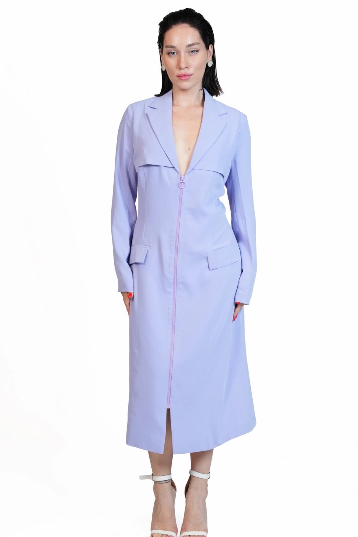 Around Town - Tailored Lapel Zip-Front Dress