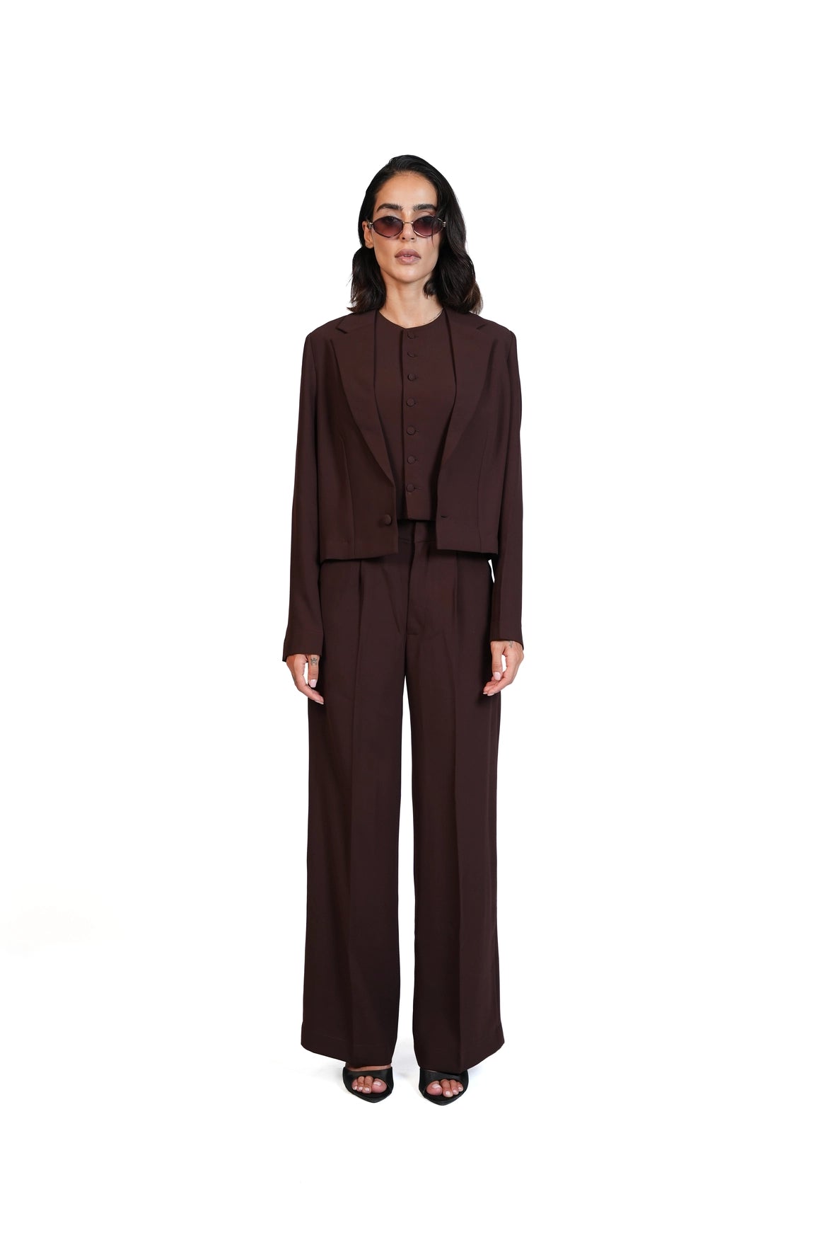 First Impression - Cropped Blazer 3-Piece Tailored Set