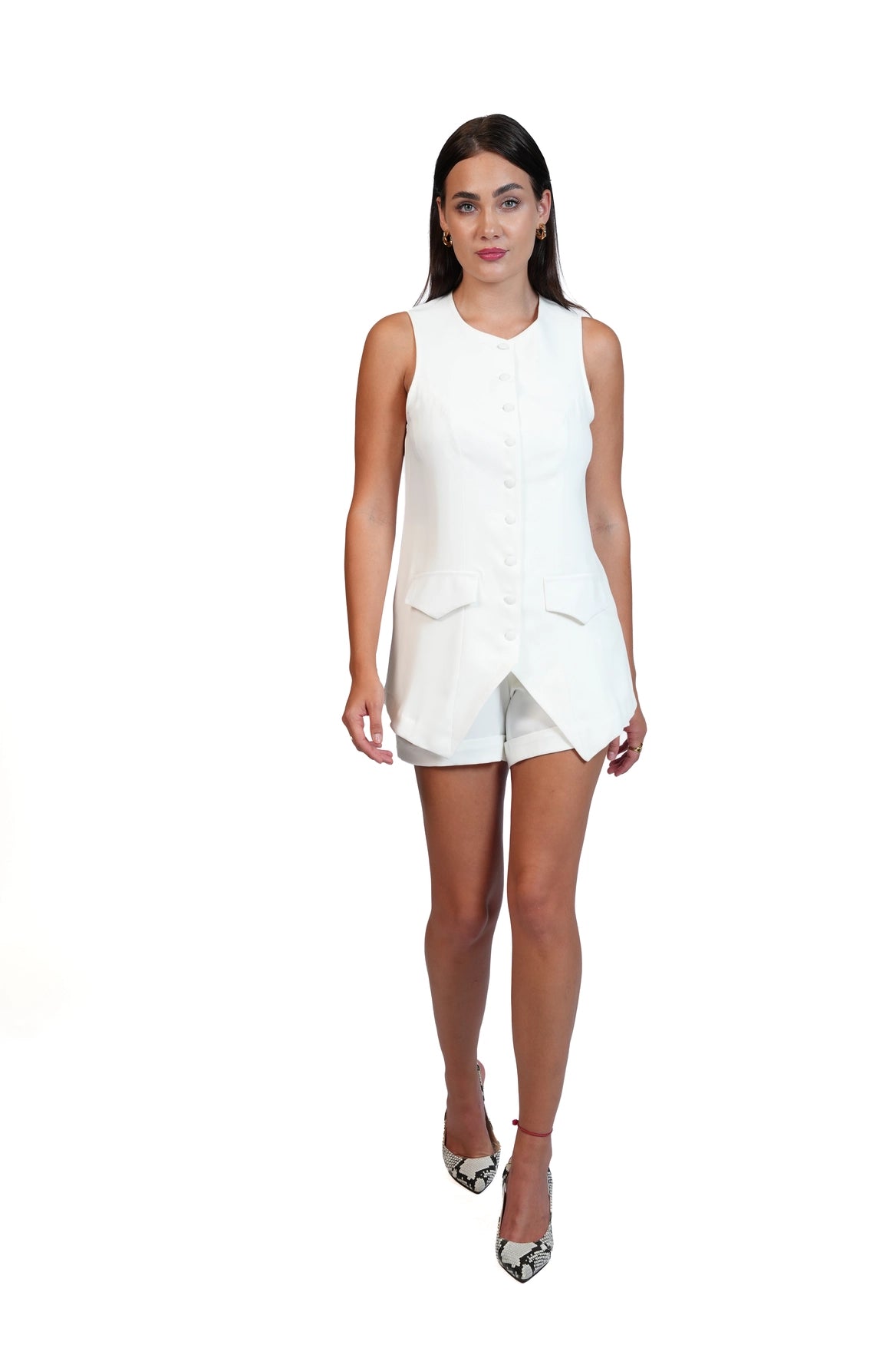 Last Minute Plans - Longline Vest & Tailored Shorts Set