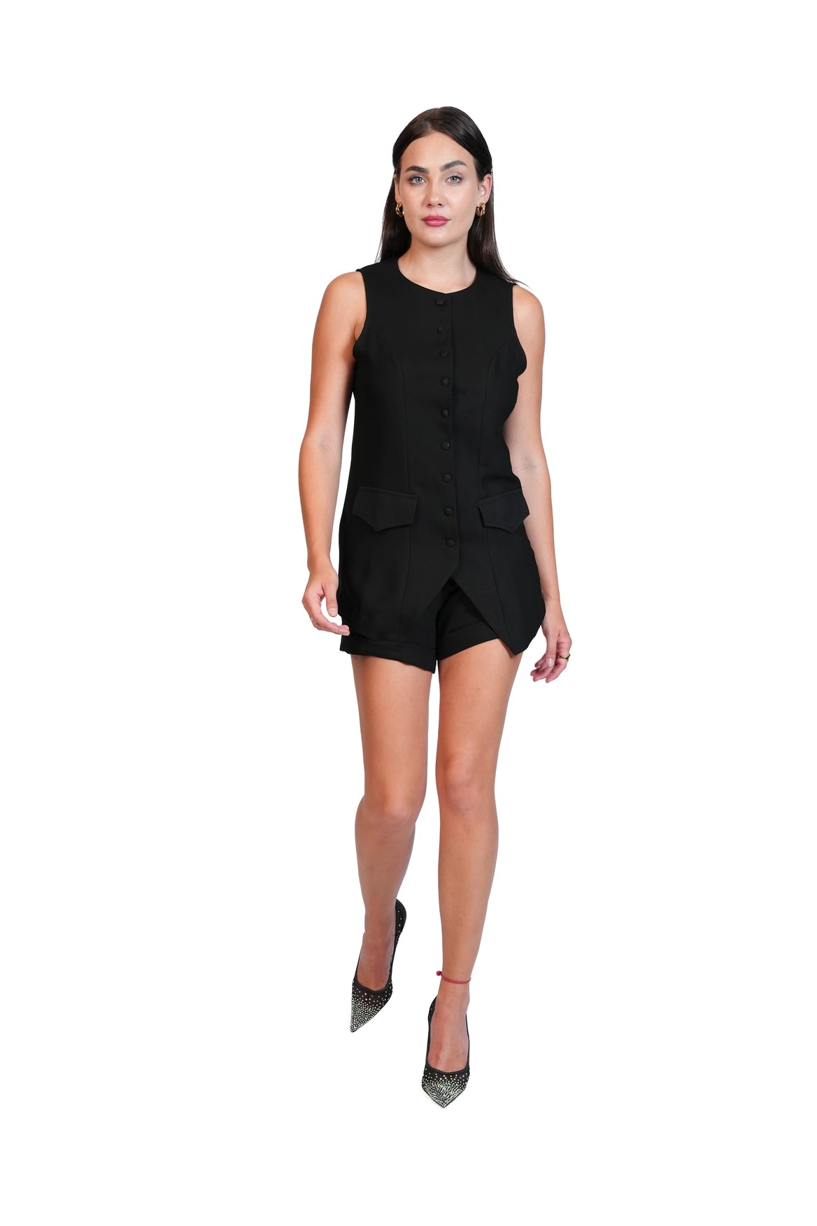 Last Minute Plans - Longline Vest & Tailored Shorts Set