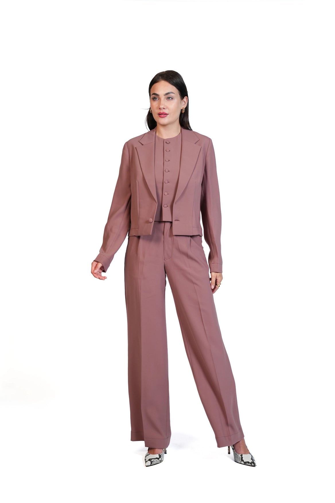 First Impression - Cropped Blazer 3-Piece Tailored Set