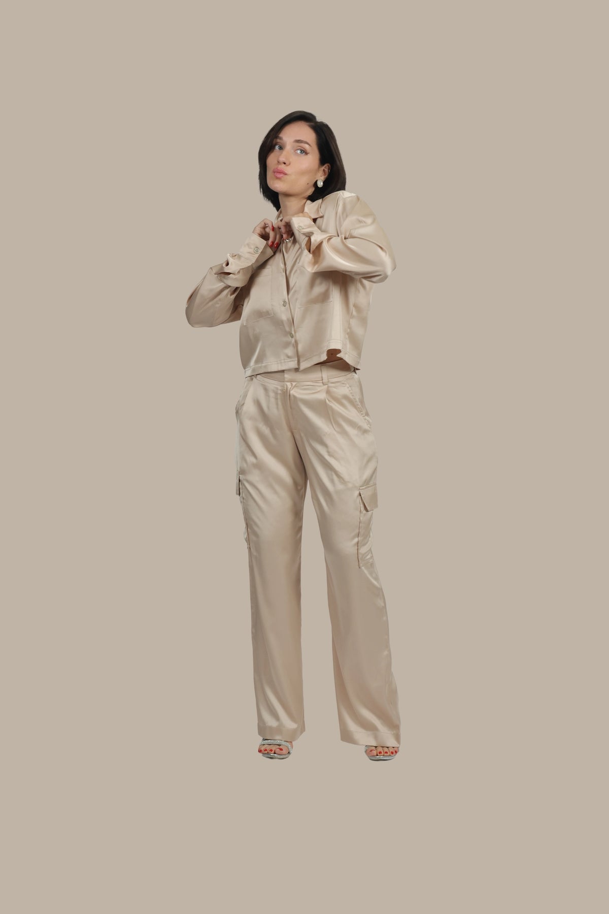 Soft Rebel - Women's Silk Cargo Co-ord Set