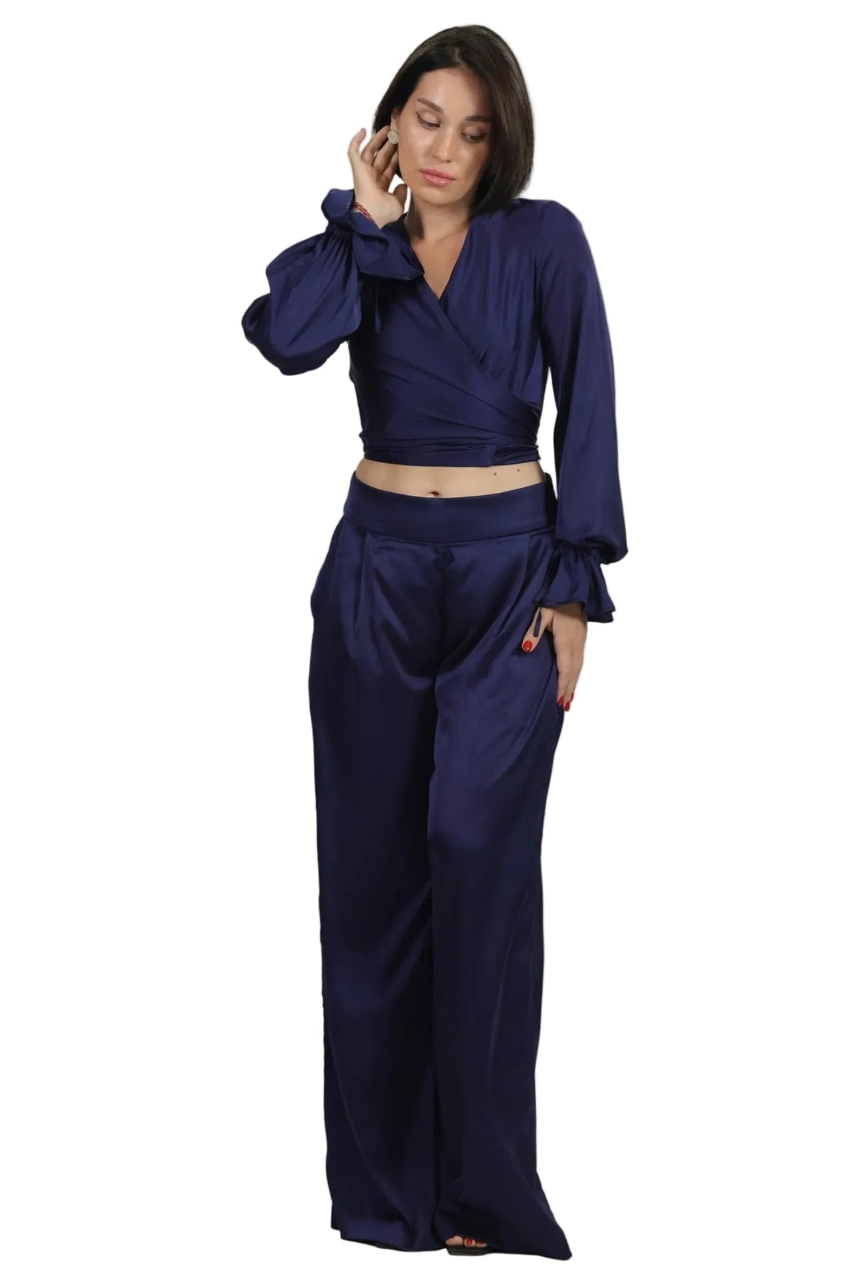 Feminine Energy - Women's Silk Tuxedo & Wrap Blouse Set