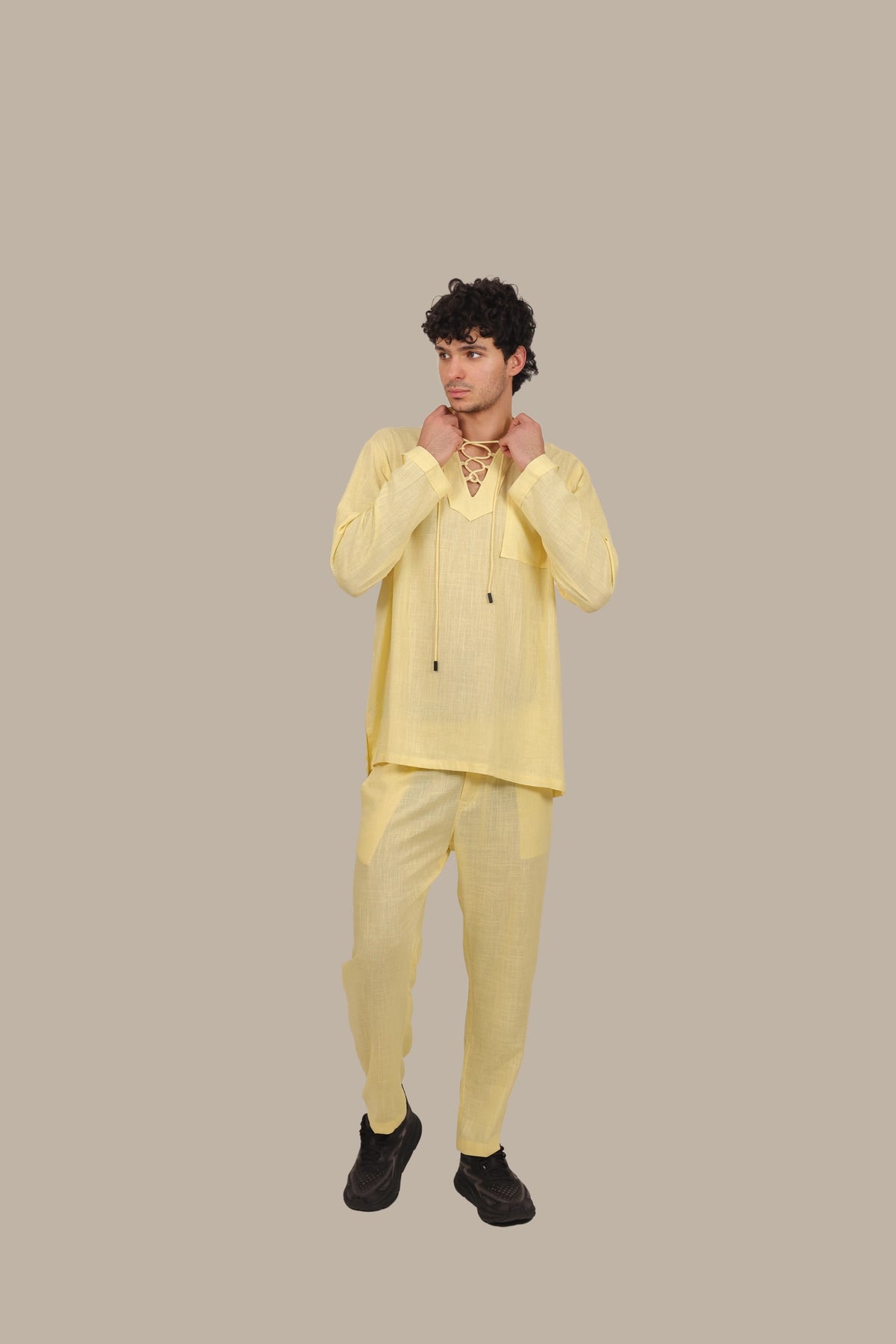 Drawstring - Men's Linen Co-ord Set