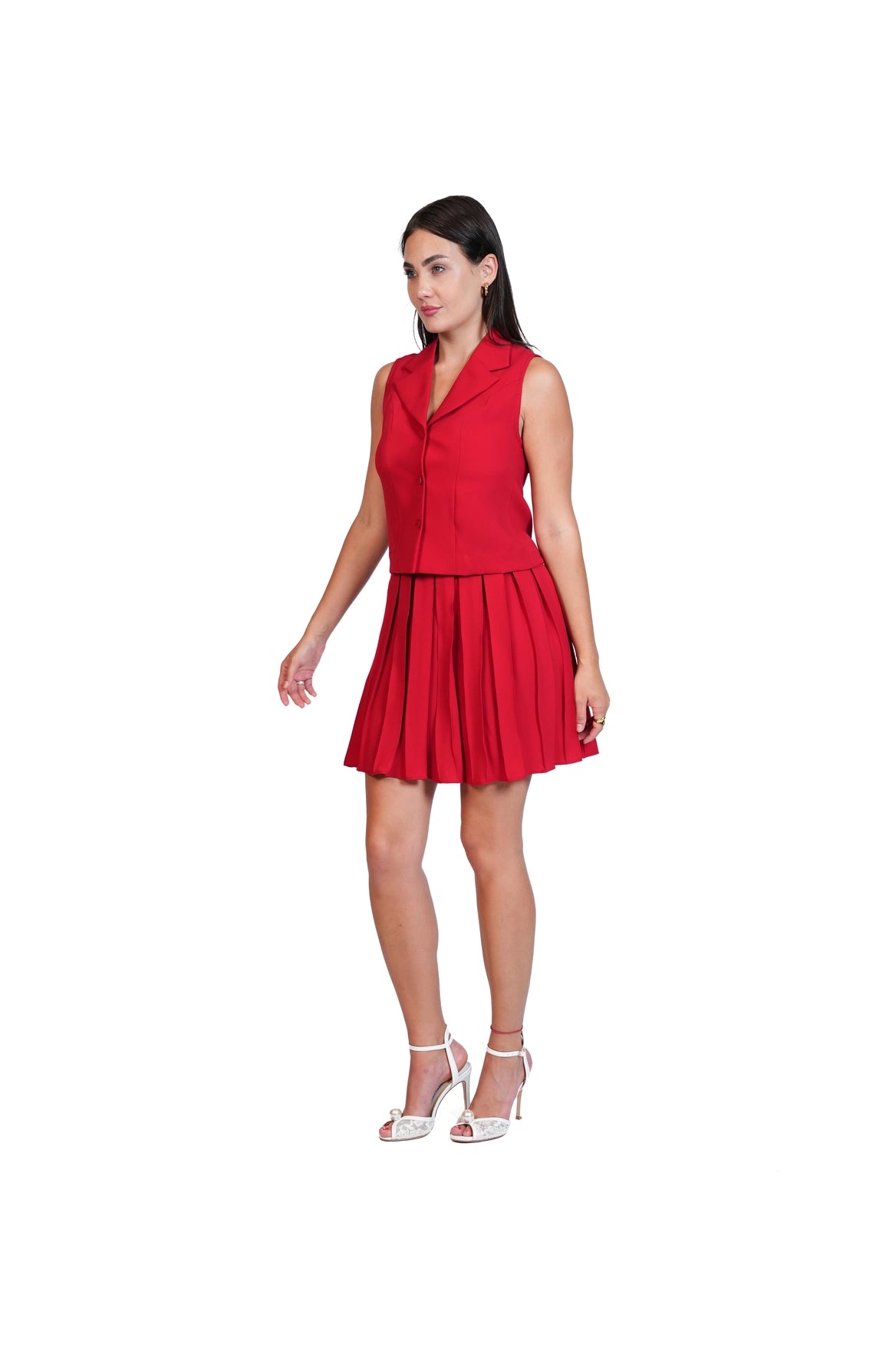 Meet Me There - Tailored Vest & Pleated Skirt Set