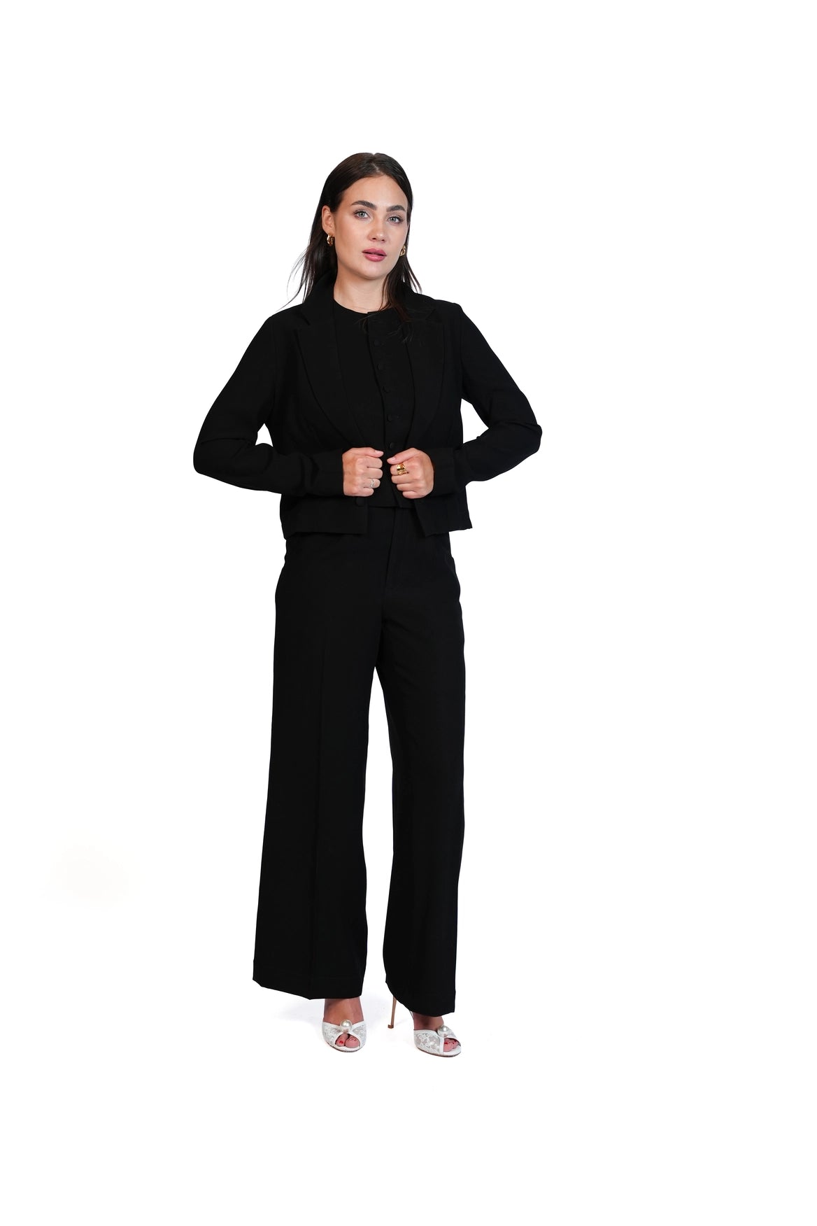 First Impression - Cropped Blazer 3-Piece Tailored Set