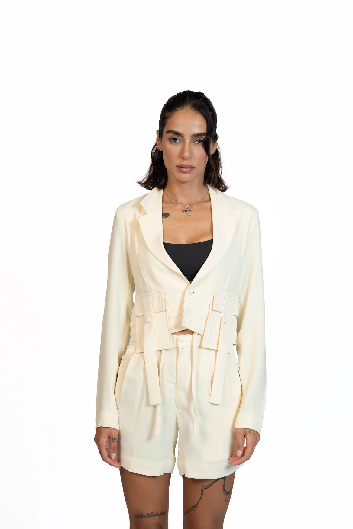 Between Places - Cropped Blazer 3-Piece Tailored Set