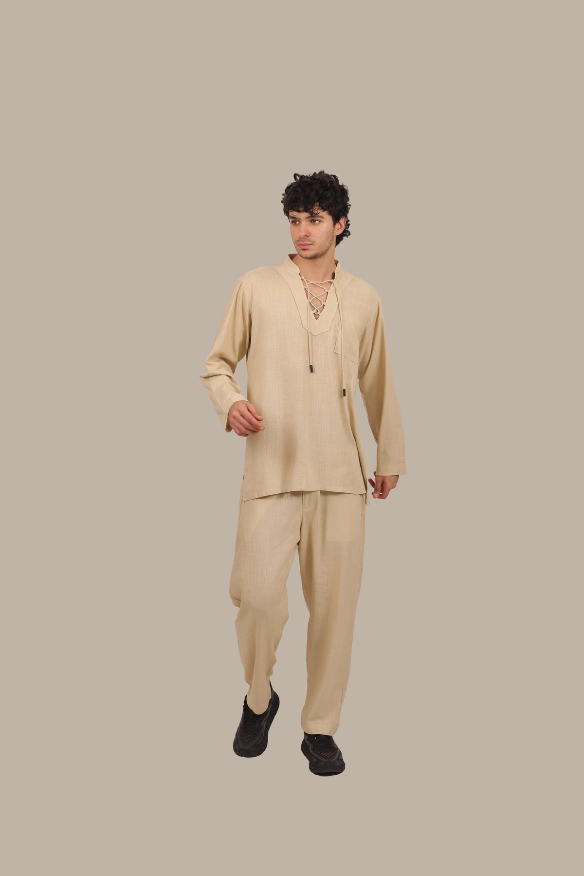 Drawstring - Men's Linen Co-ord Set