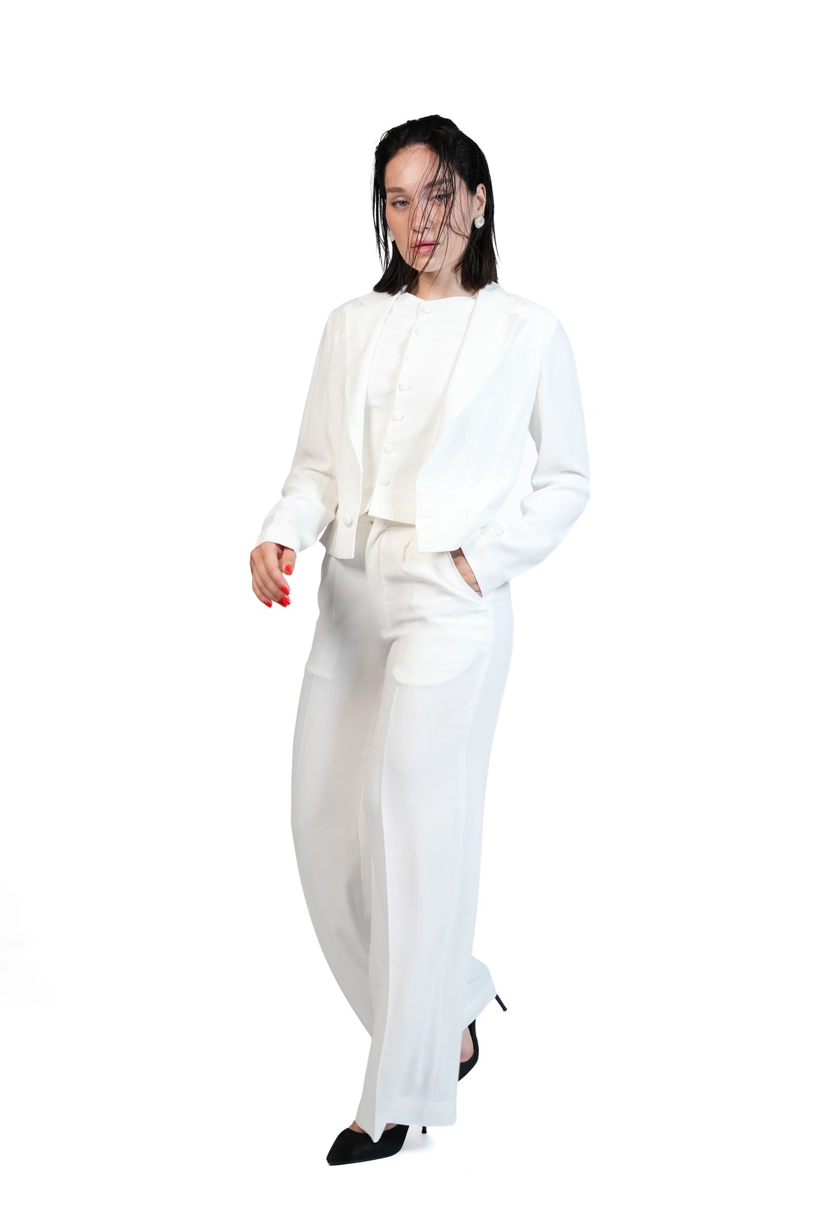 First Impression - Cropped Blazer 3-Piece Tailored Set