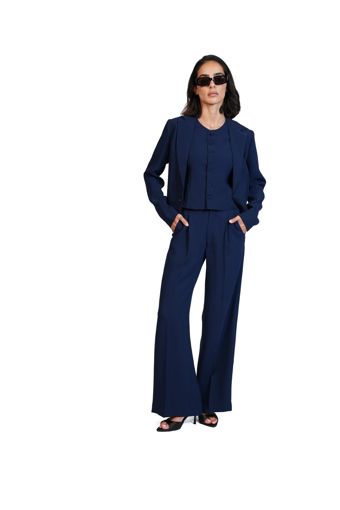First Impression - Cropped Blazer 3-Piece Tailored Set