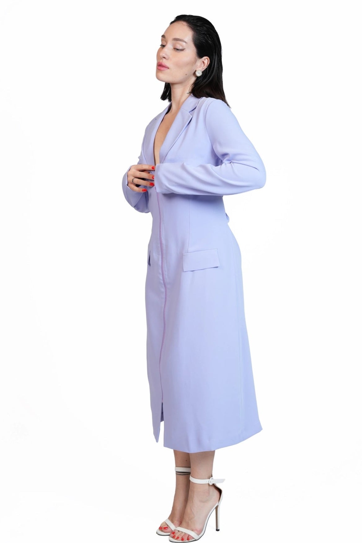 Around Town - Tailored Lapel Zip-Front Dress
