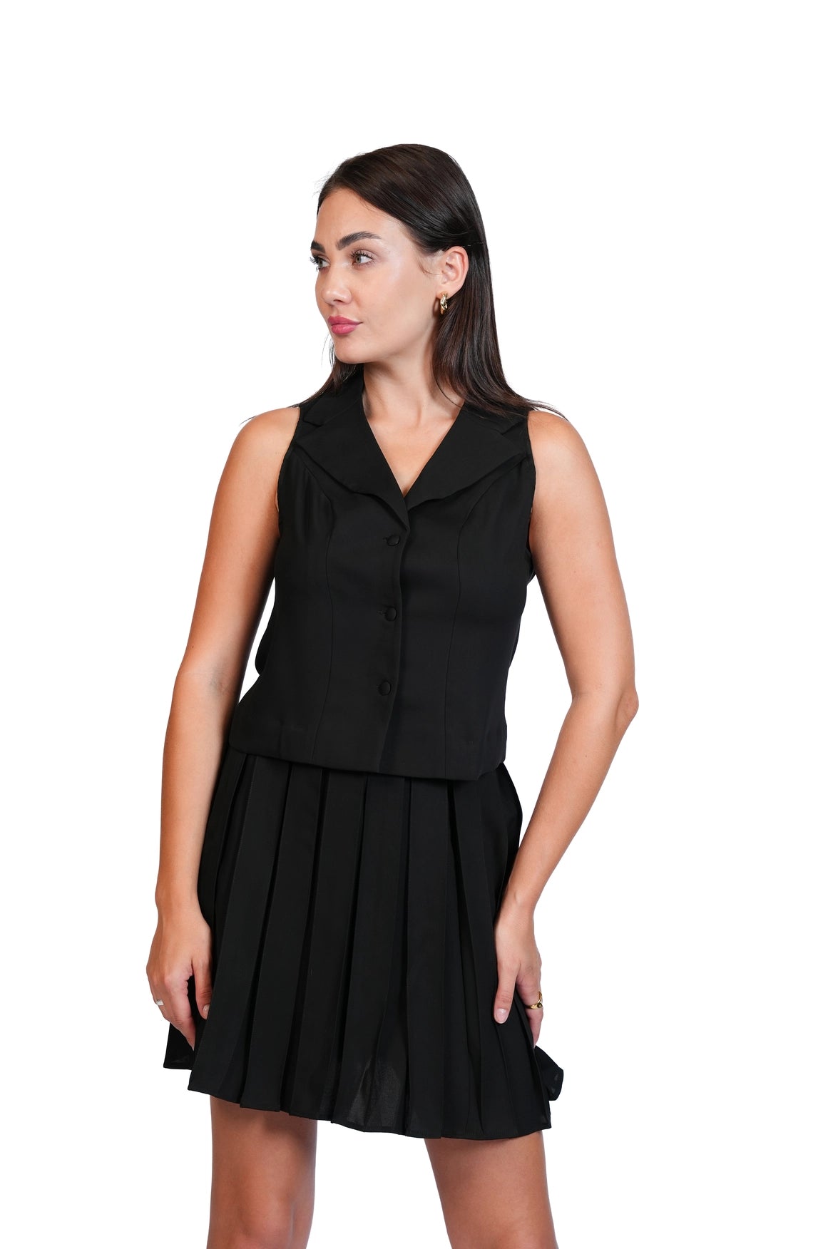 Meet Me There - Tailored Vest & Pleated Skirt Set