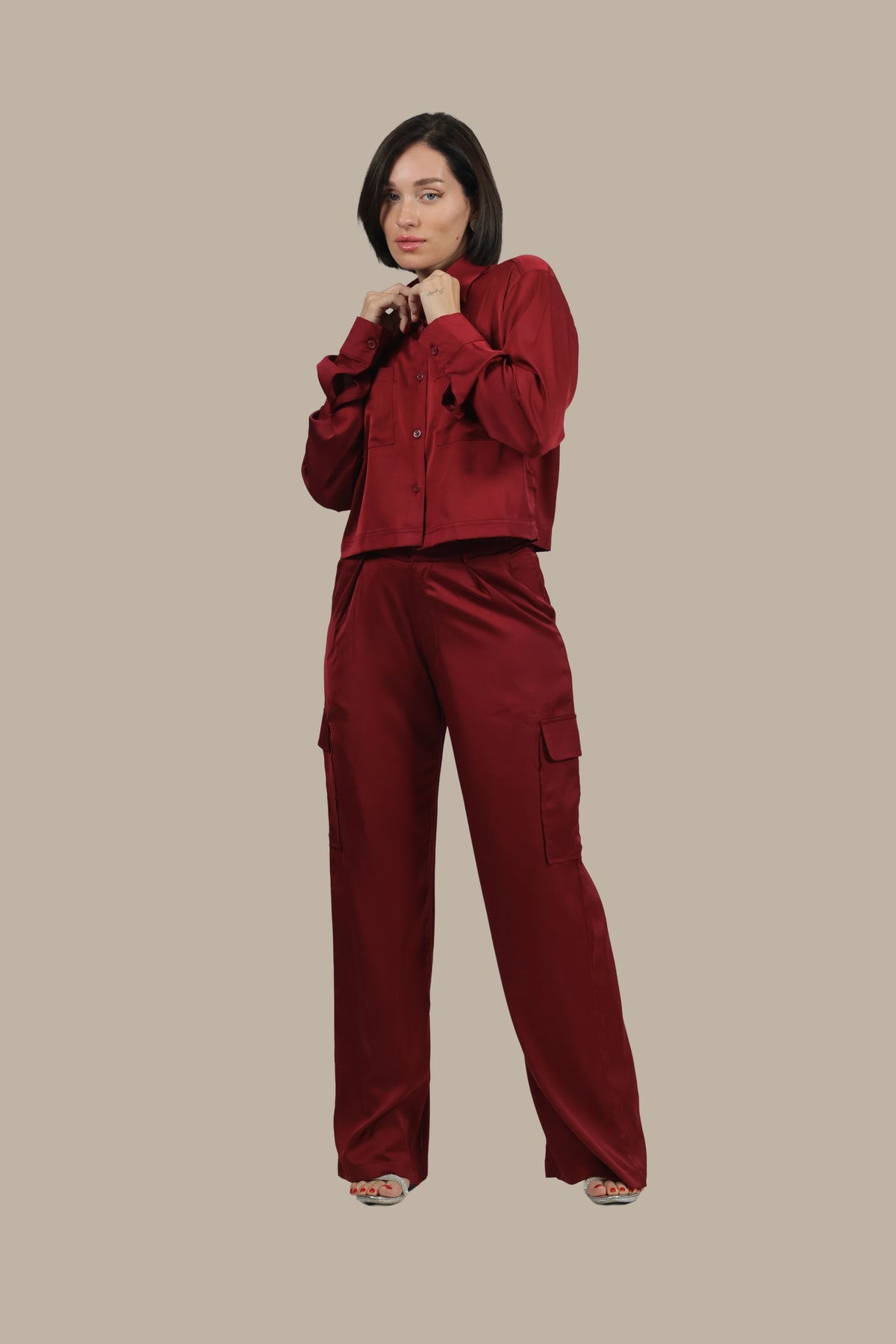 Soft Rebel - Women's Silk Cargo Co-ord Set