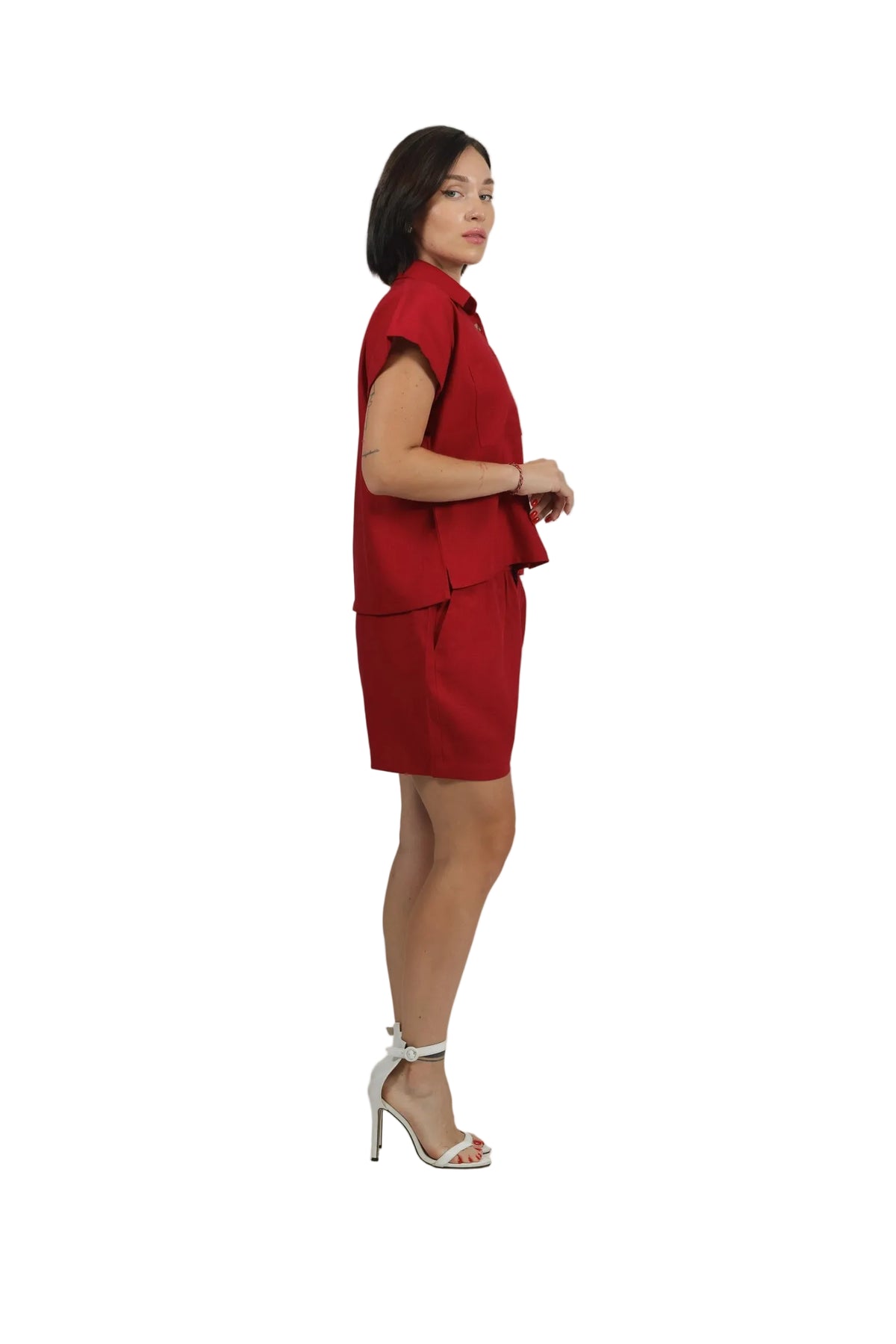 Groove Godess - Women's Colour-Pop Linen Shorts Set