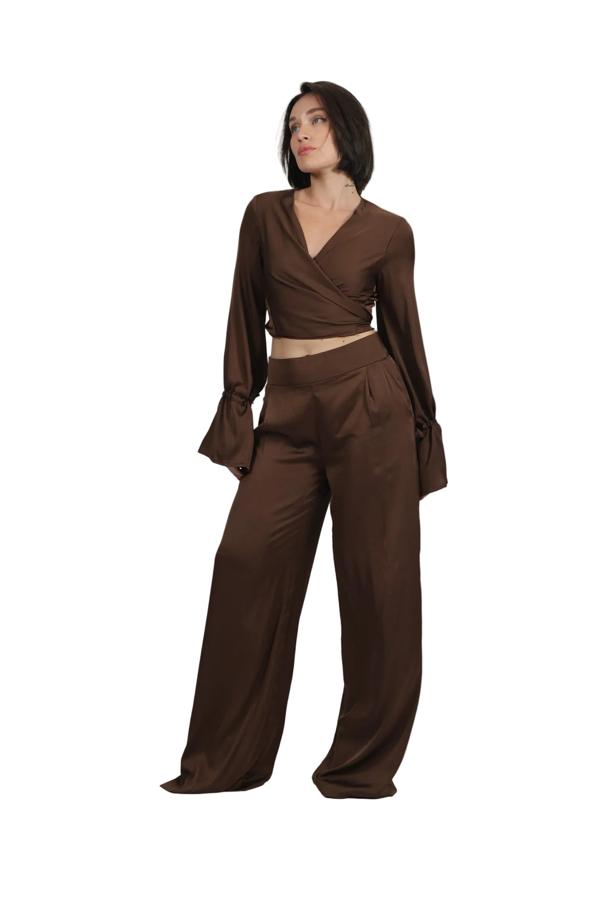 Feminine Energy - Women's Silk Tuxedo & Wrap Blouse Set