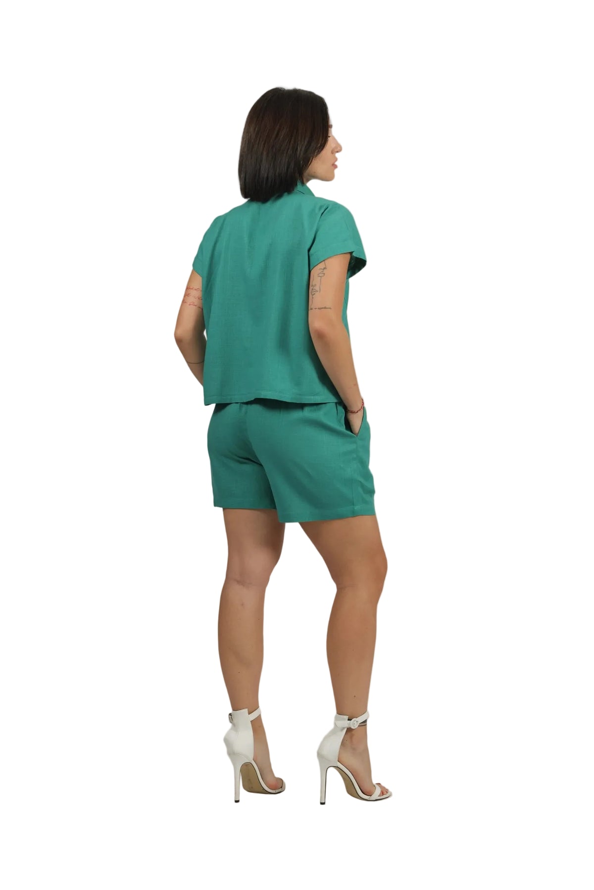 Groove Godess - Women's Colour-Pop Linen Shorts Set