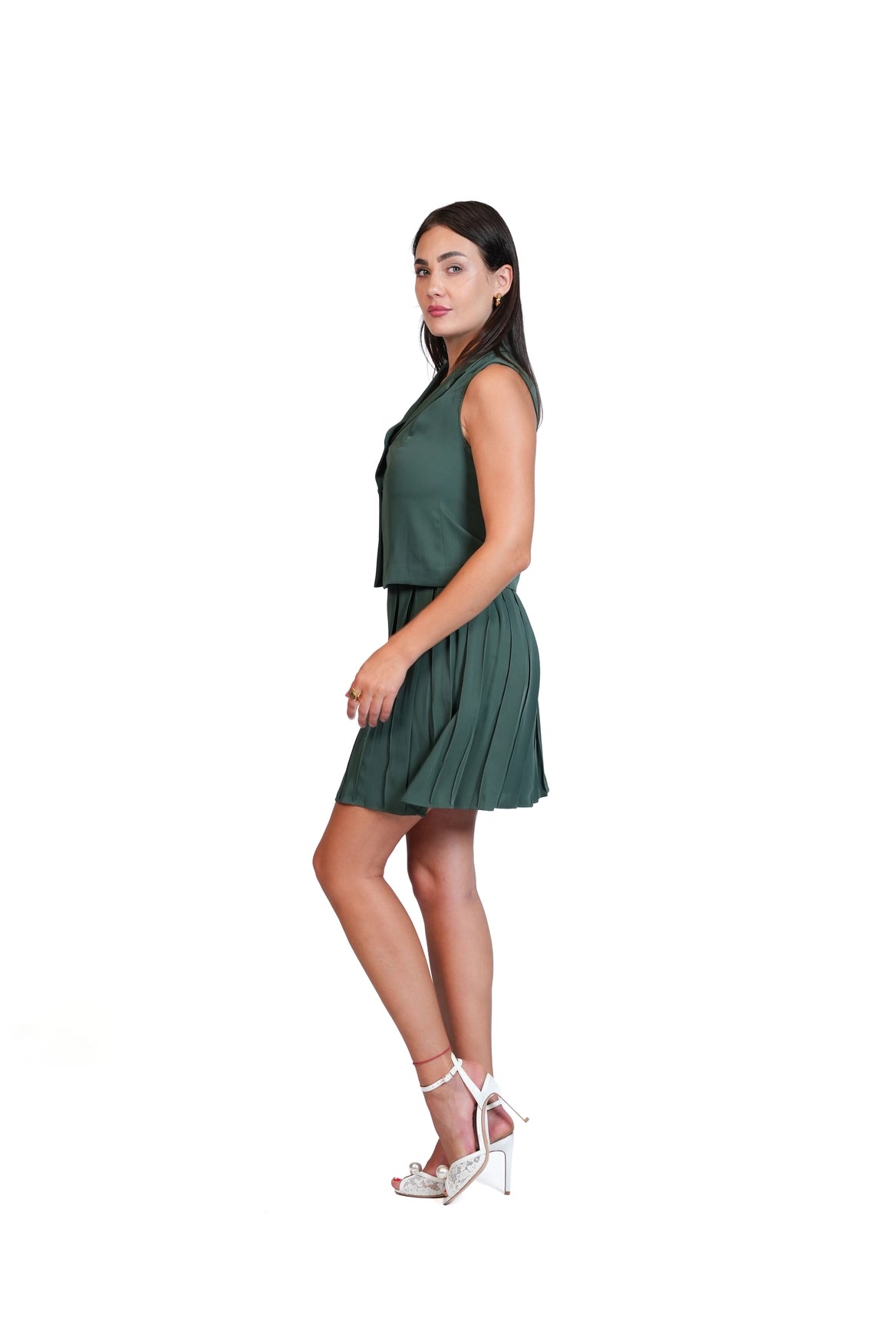 Meet Me There - Tailored Vest & Pleated Skirt Set