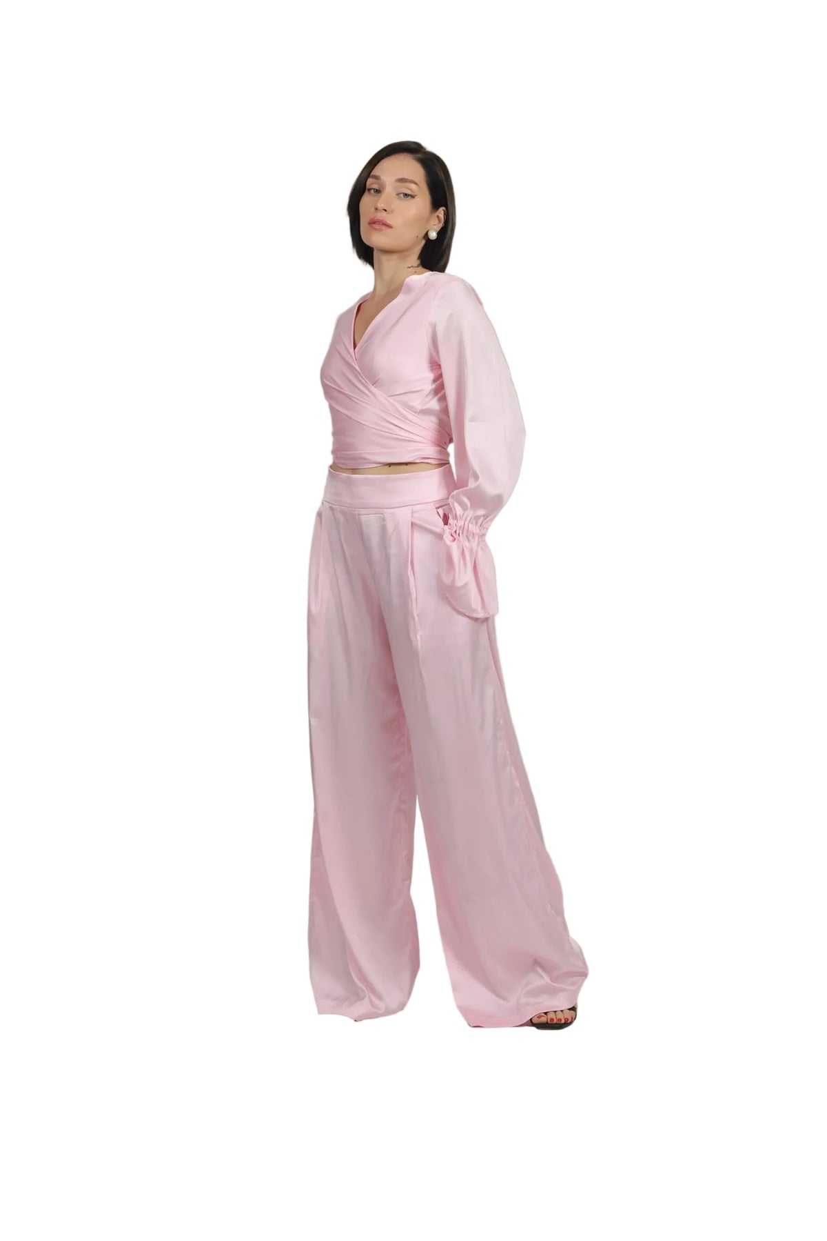 Feminine Energy - Women's Silk Tuxedo & Wrap Blouse Set