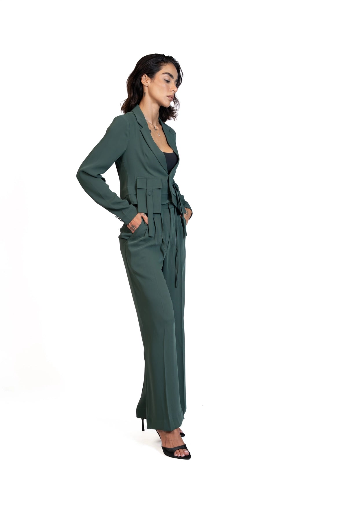 Between Places - Cropped Blazer 3-Piece Tailored Set