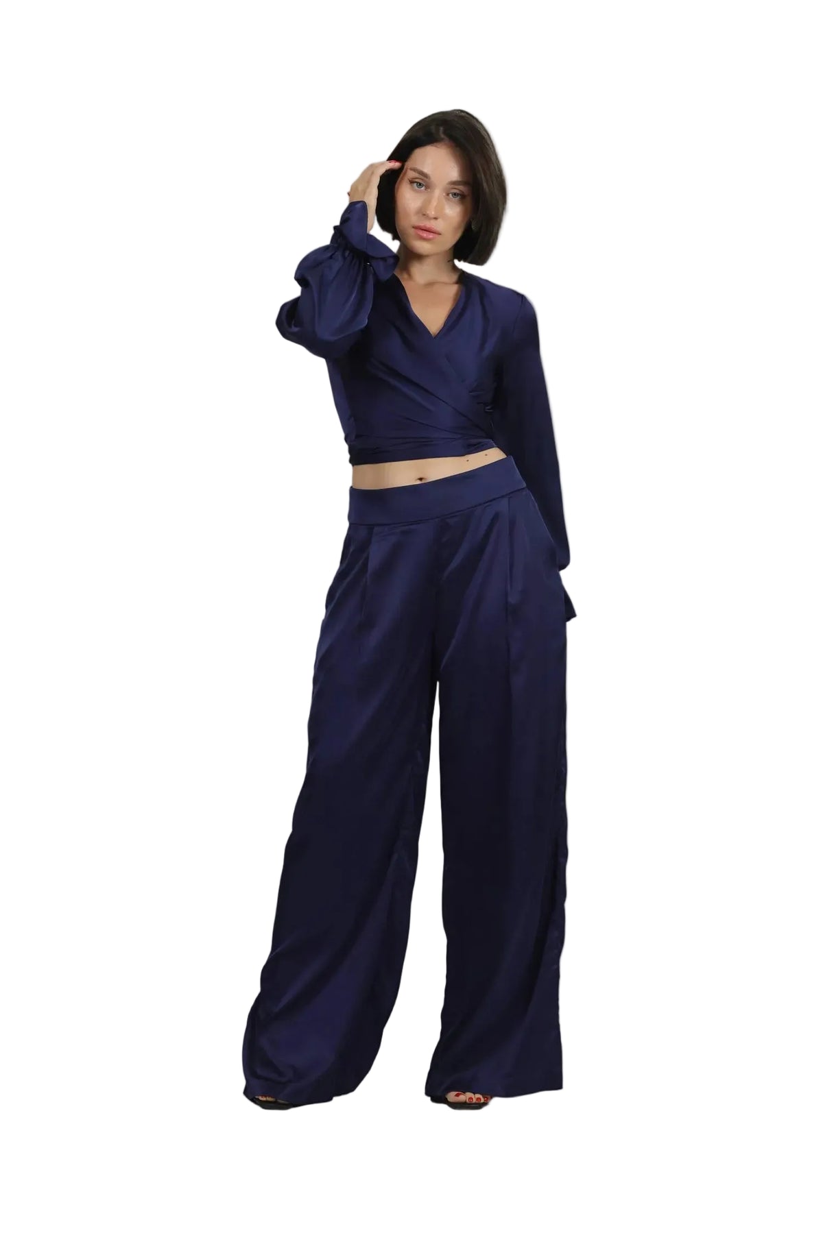 Feminine Energy - Women's Silk Tuxedo & Wrap Blouse Set