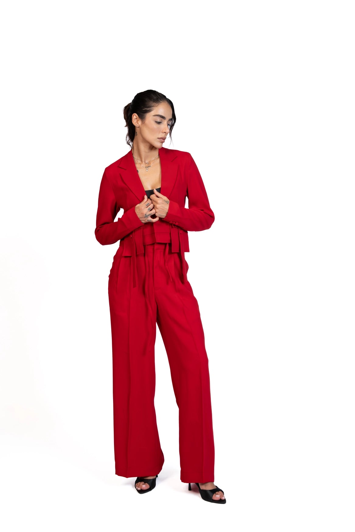 Between Places - Cropped Blazer 3-Piece Tailored Set
