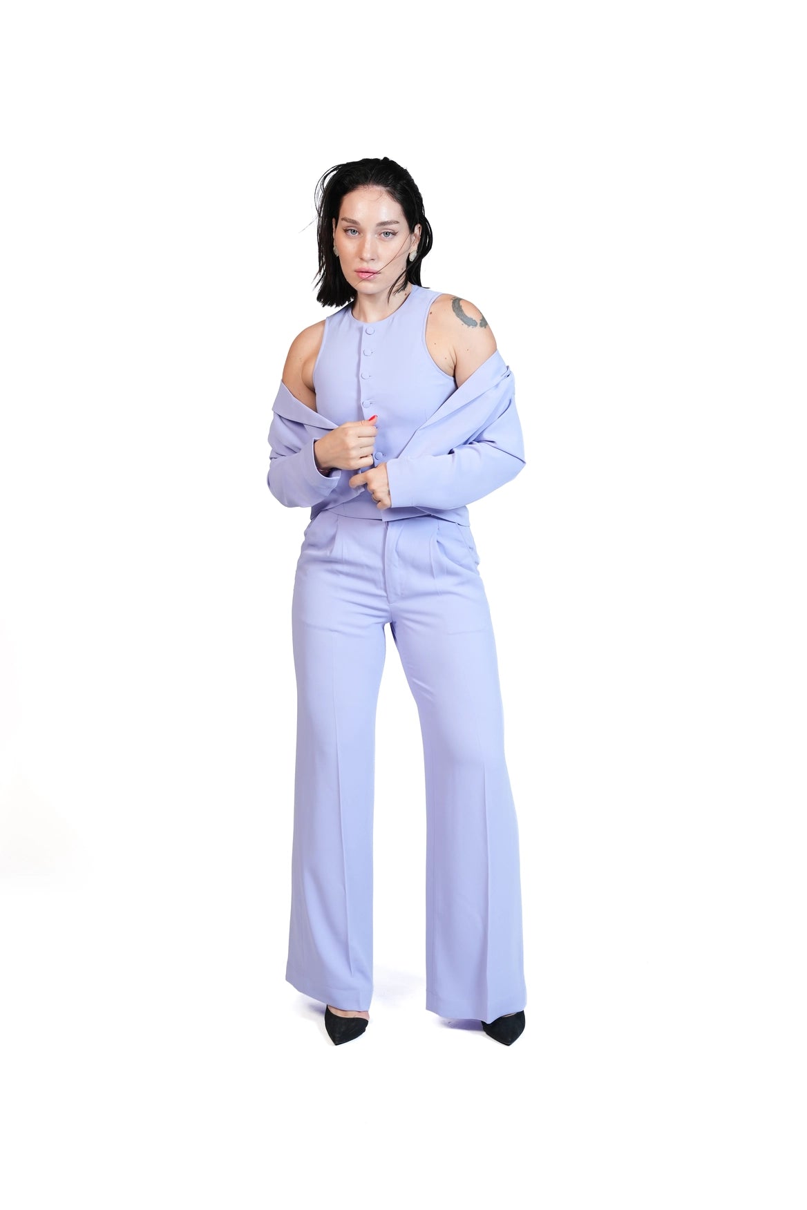 First Impression - Cropped Blazer 3-Piece Tailored Set