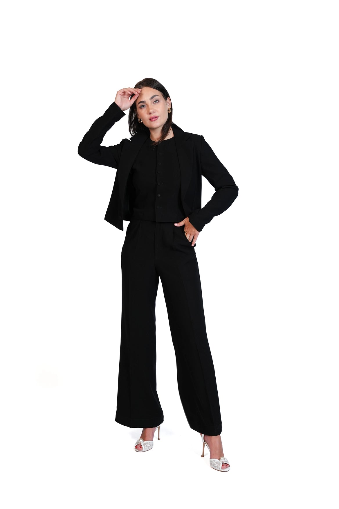 First Impression - Cropped Blazer 3-Piece Tailored Set