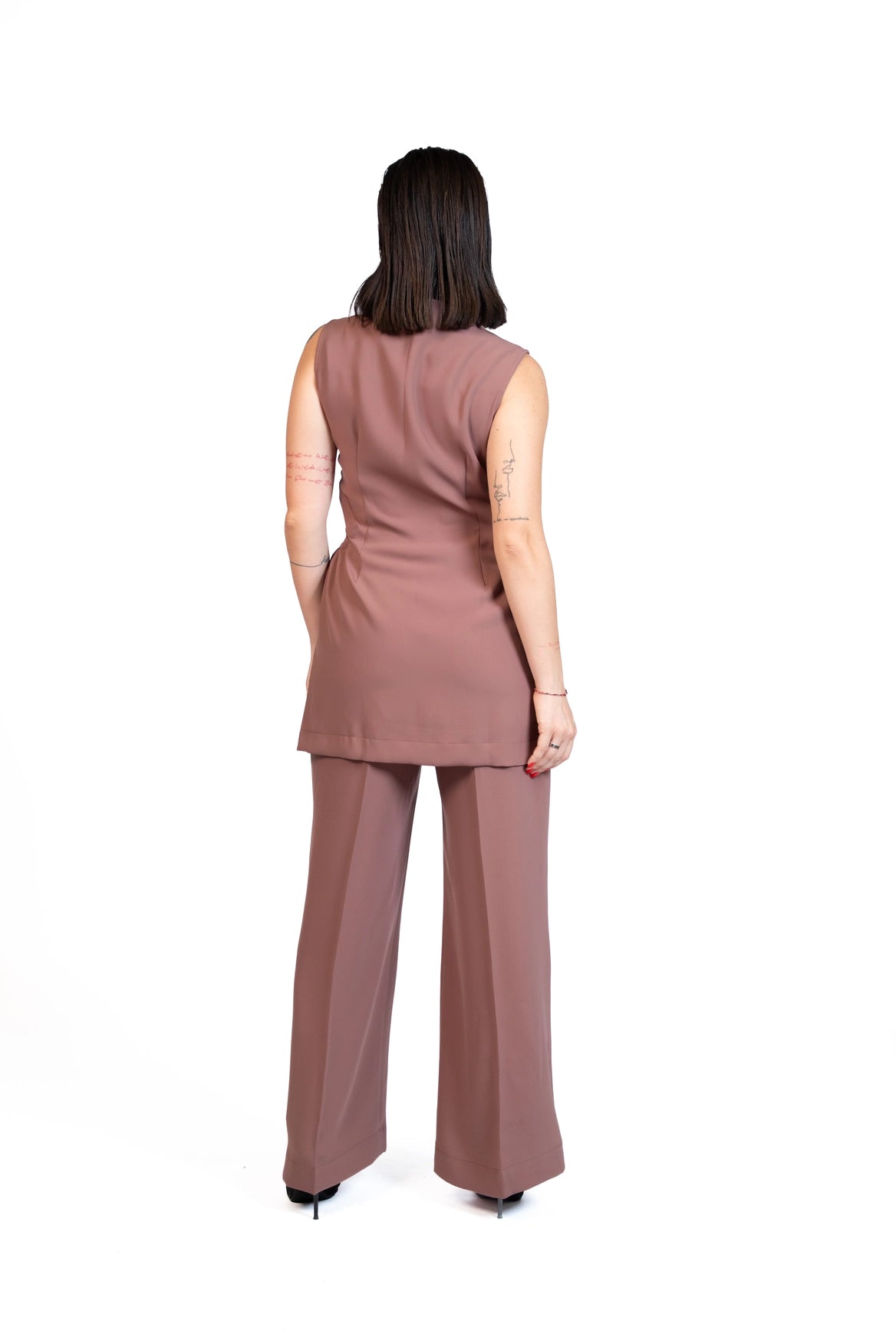 First Coffee - Longline Vest 3-Piece Tailored Set