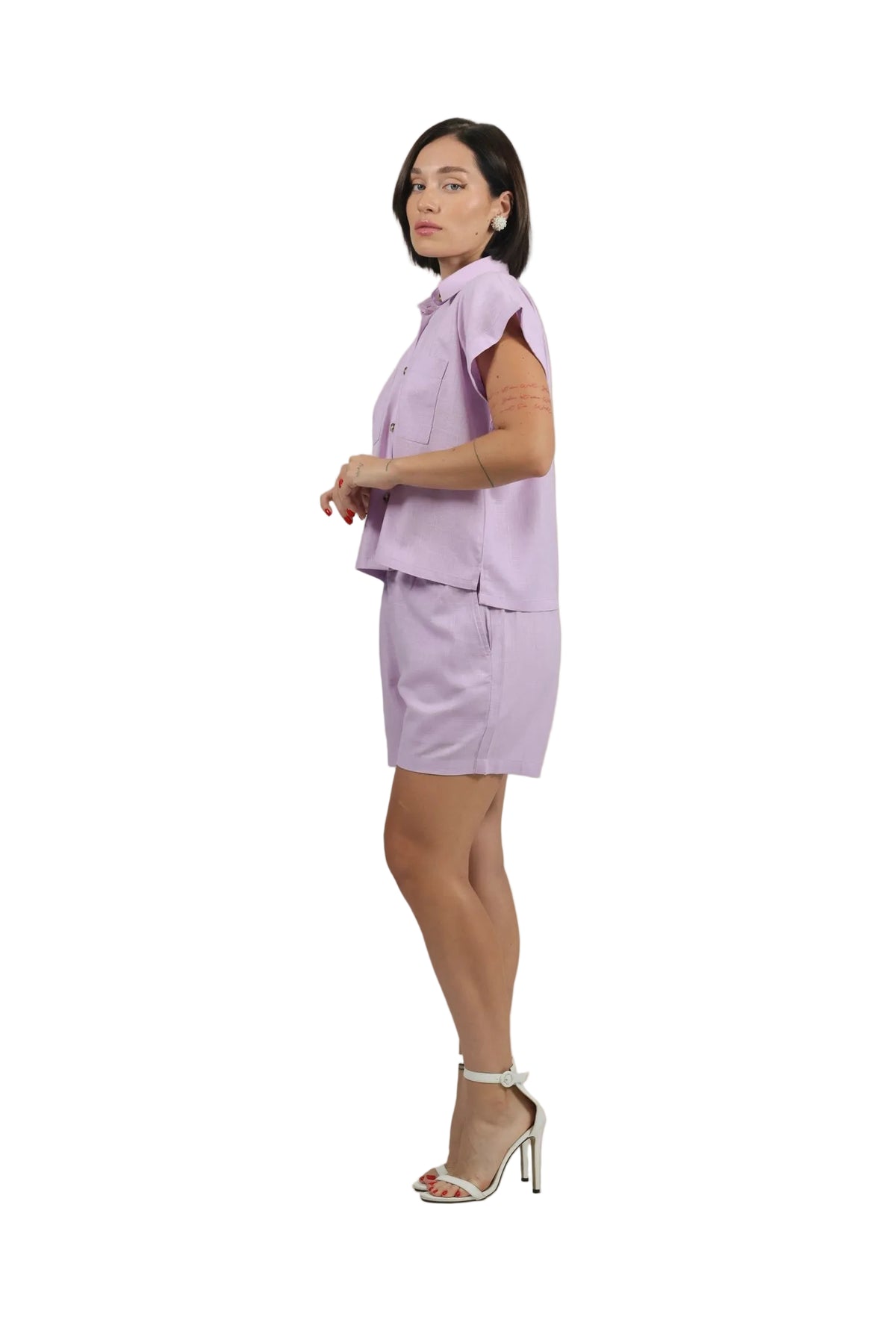 Groove Godess - Women's Colour-Pop Linen Shorts Set