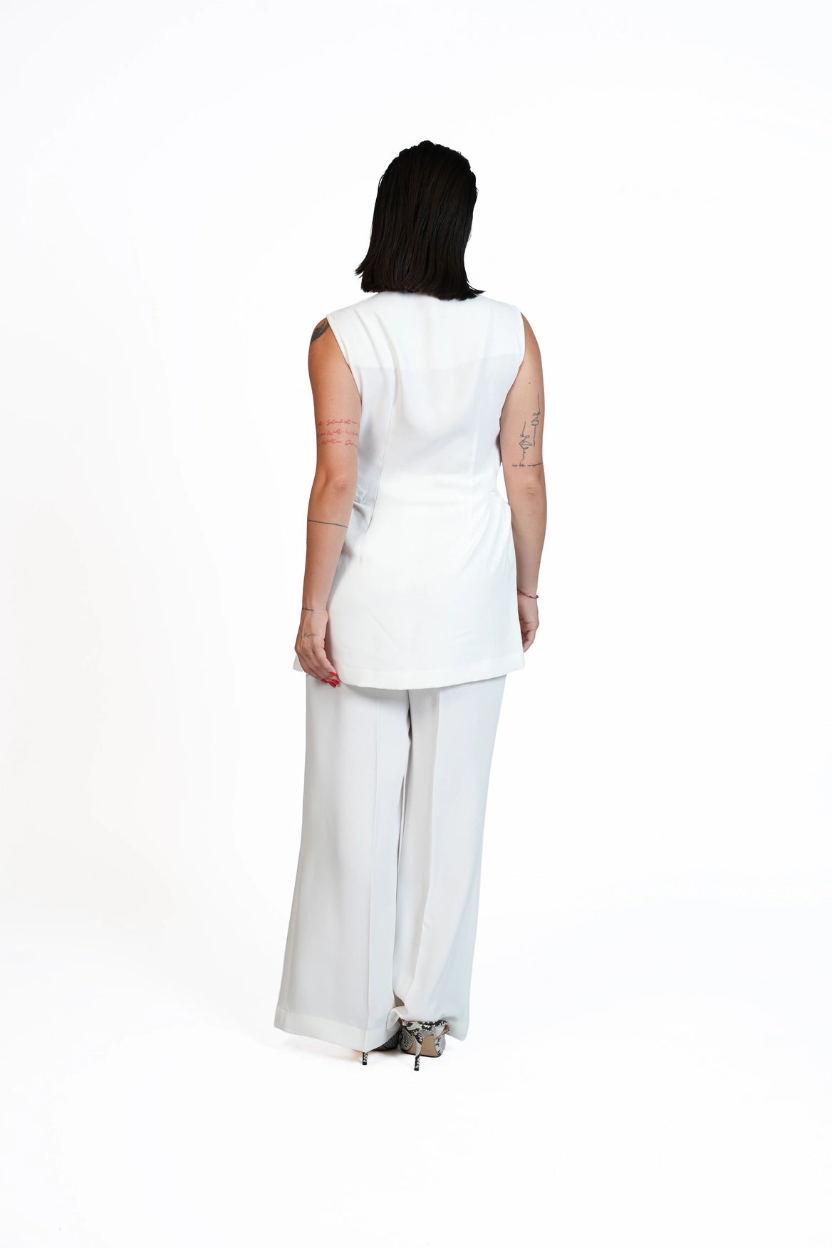 First Coffee - Longline Vest 3-Piece Tailored Set