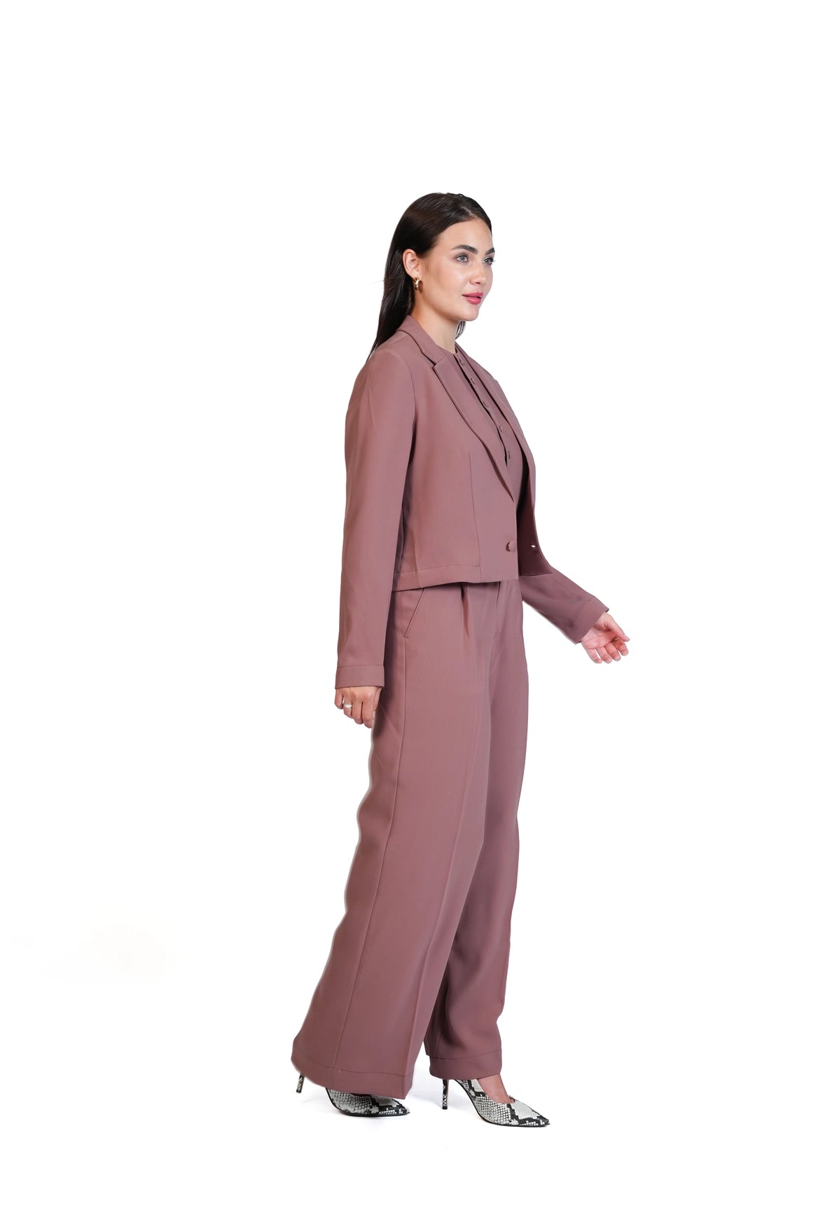 First Impression - Cropped Blazer 3-Piece Tailored Set
