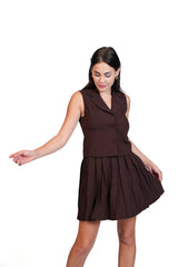 Meet Me There - Tailored Vest & Pleated Skirt Set