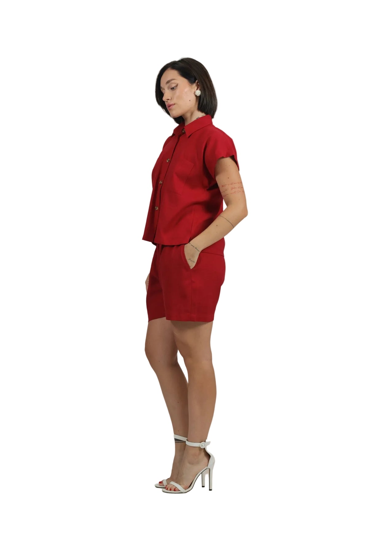 Groove Godess - Women's Colour-Pop Linen Shorts Set