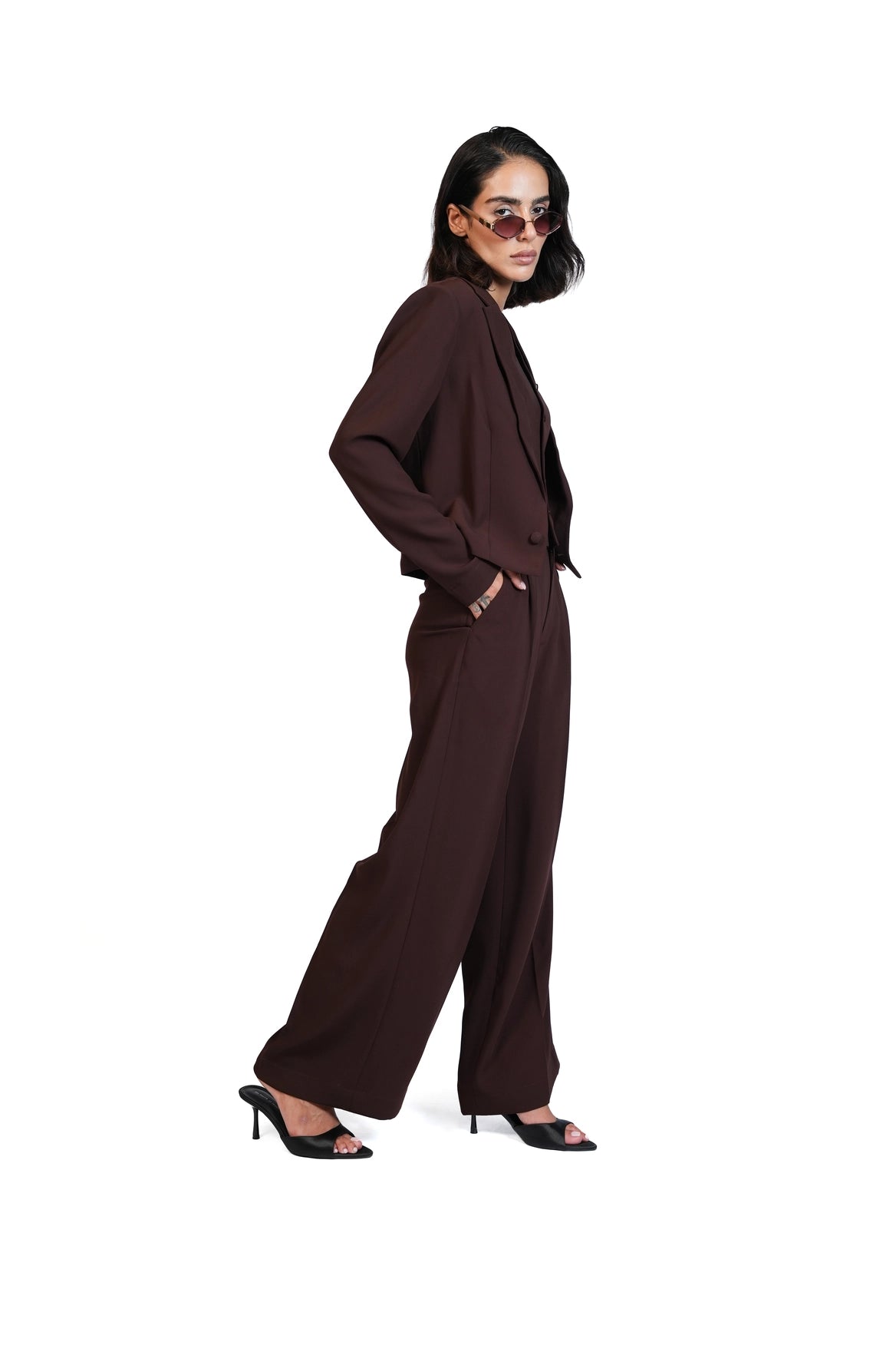 First Impression - Cropped Blazer 3-Piece Tailored Set