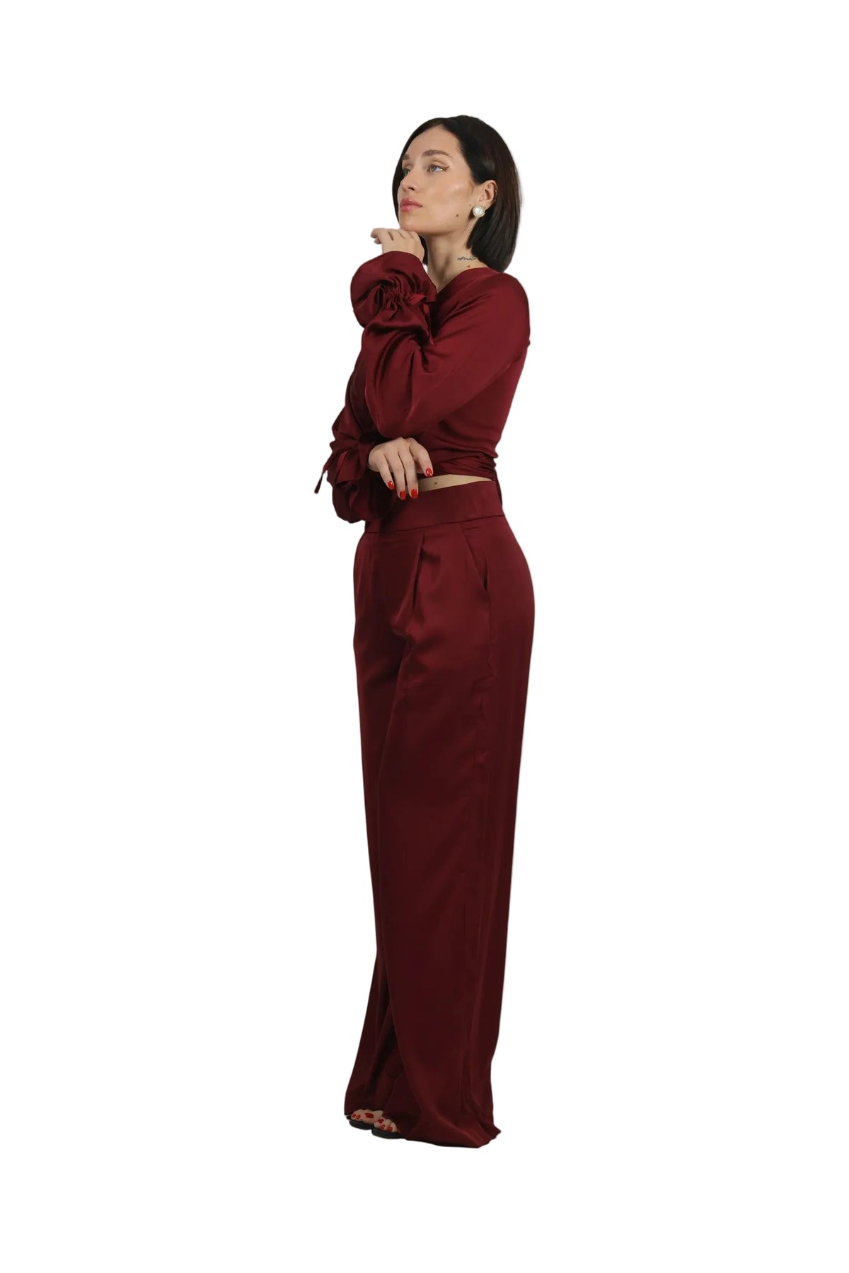 Feminine Energy - Women's Silk Tuxedo & Wrap Blouse Set
