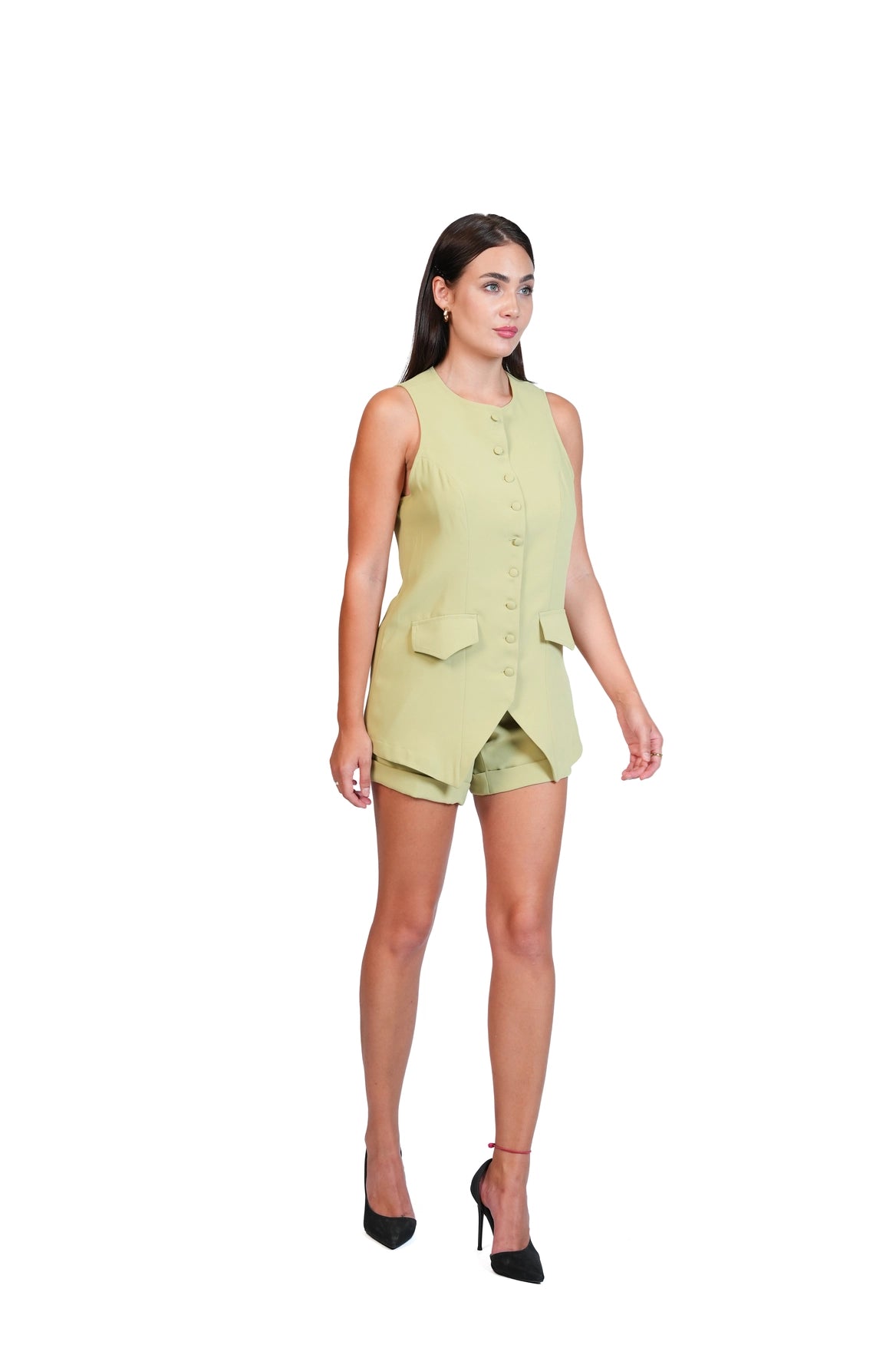 Last Minute Plans - Longline Vest & Tailored Shorts Set