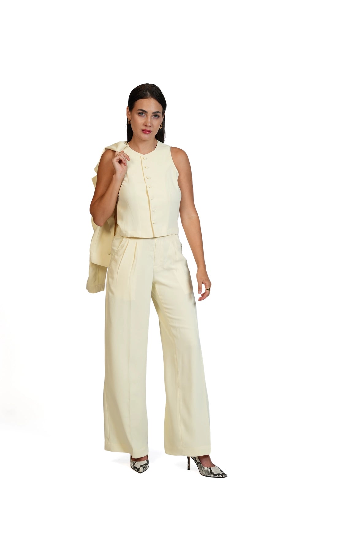 First Impression - Cropped Blazer 3-Piece Tailored Set