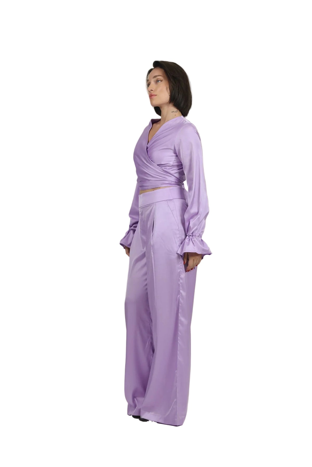 Feminine Energy - Women's Silk Tuxedo & Wrap Blouse Set