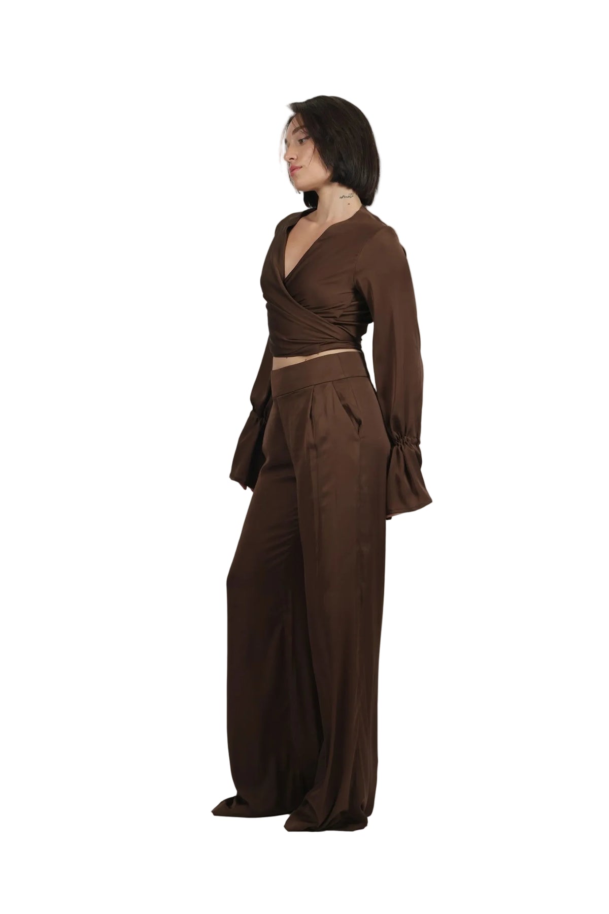 Feminine Energy - Women's Silk Tuxedo & Wrap Blouse Set
