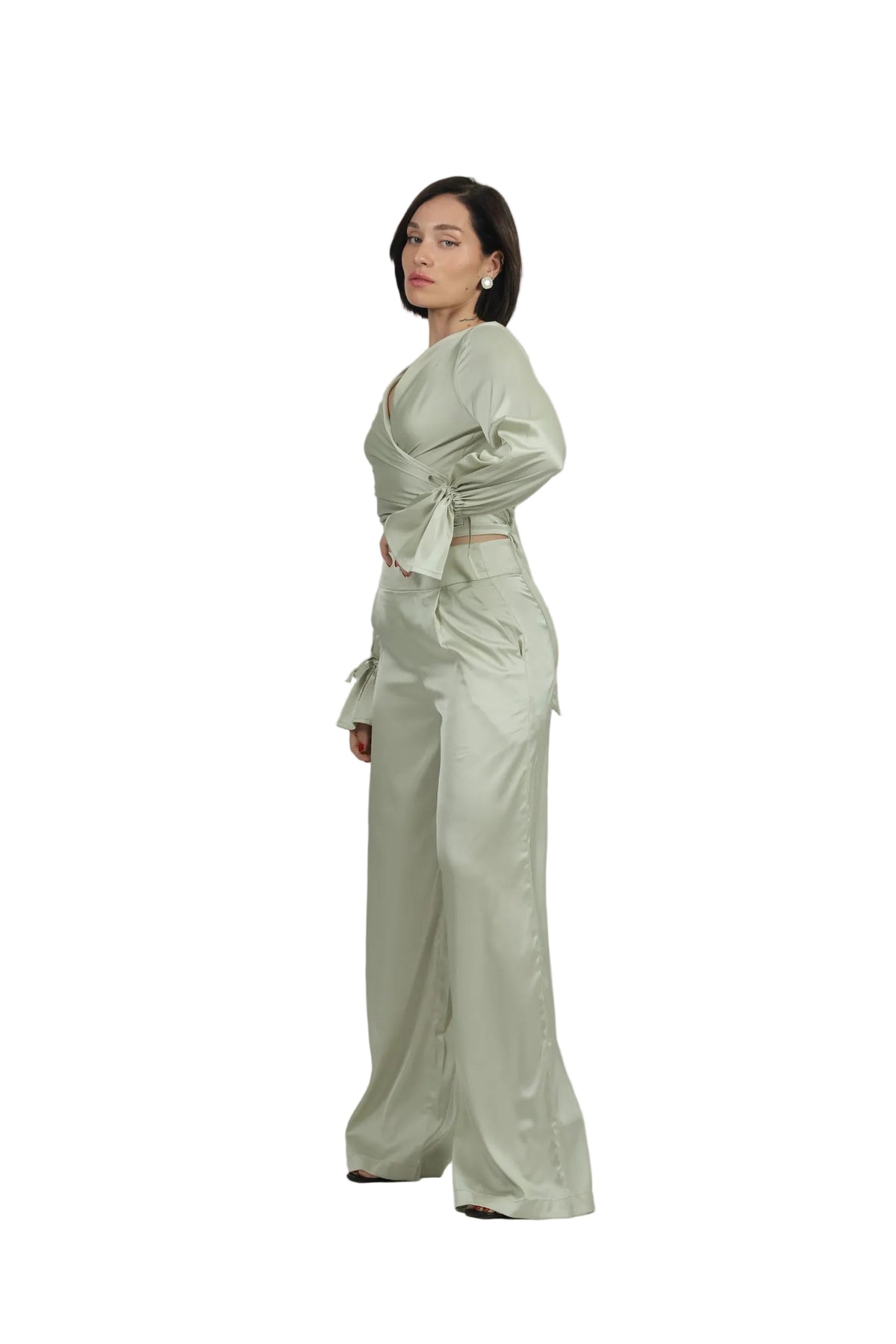 Feminine Energy - Women's Silk Tuxedo & Wrap Blouse Set