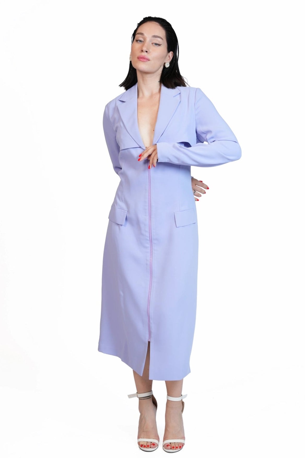 Around Town - Tailored Lapel Zip-Front Dress