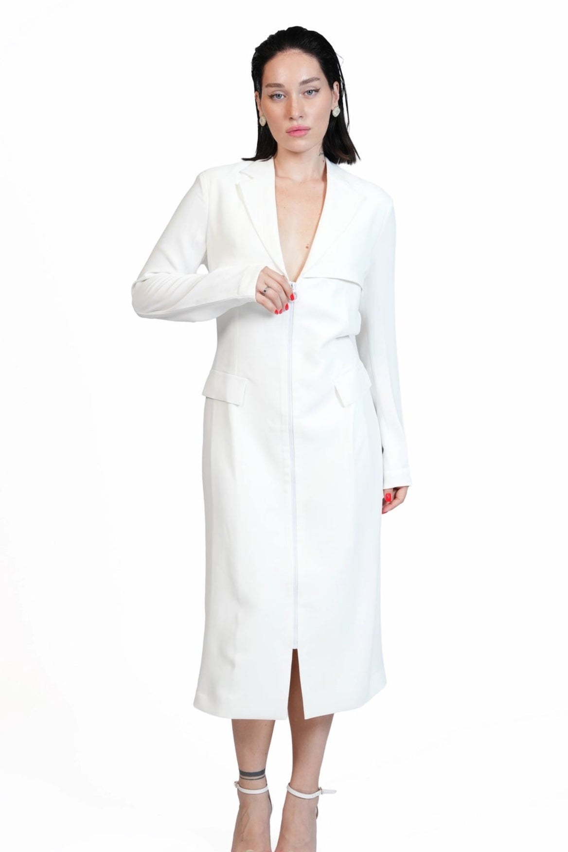 Around Town - Tailored Lapel Zip-Front Dress
