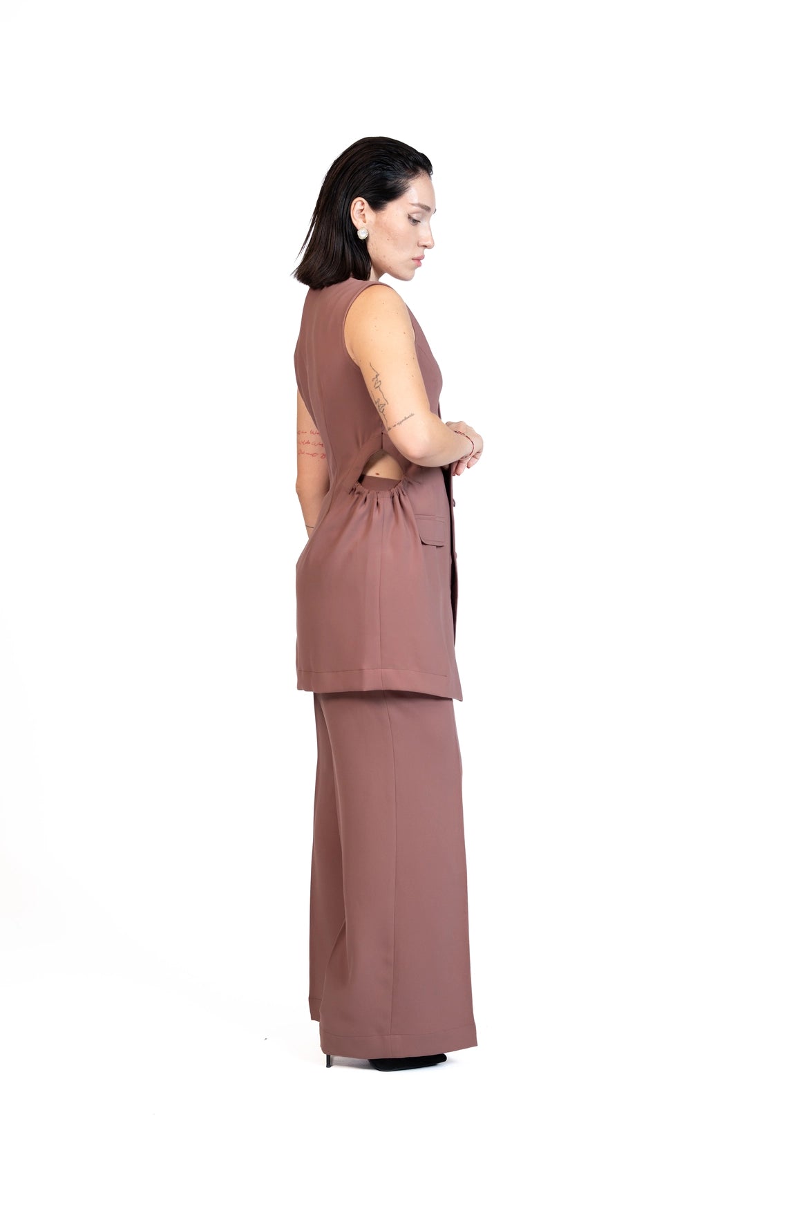 First Coffee - Longline Vest 3-Piece Tailored Set