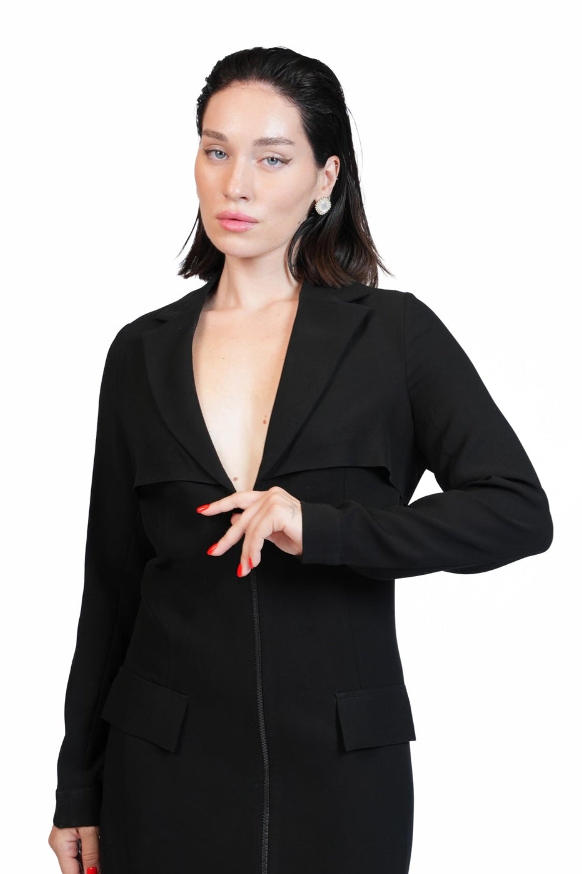 Around Town - Tailored Lapel Zip-Front Dress